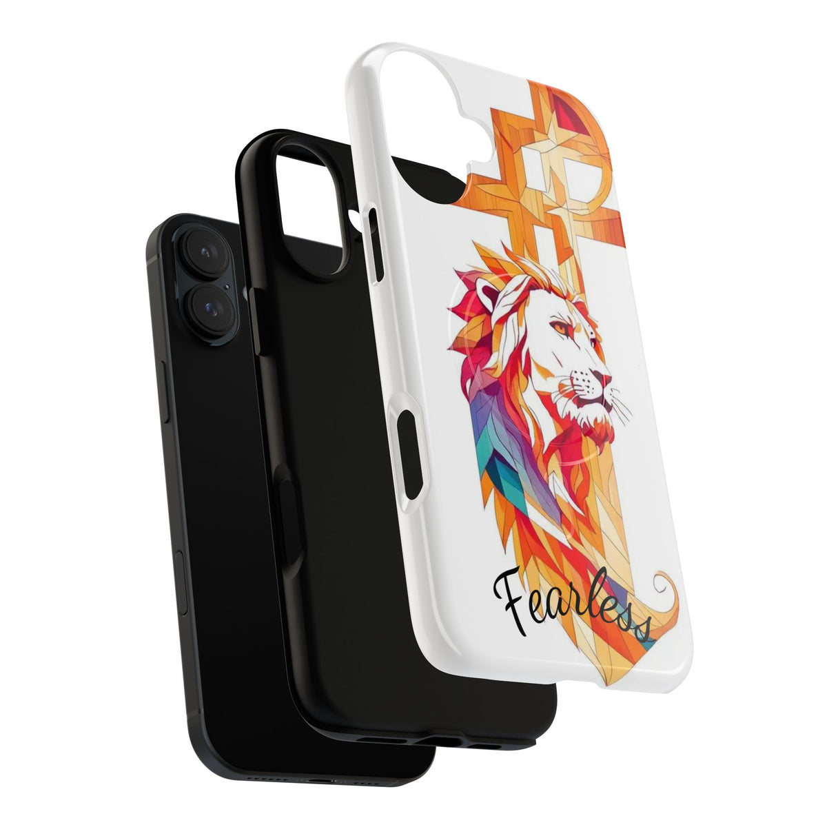 Fearless Lion Tough Magnetic Phone Case — Colorful Geometric Lion Design
