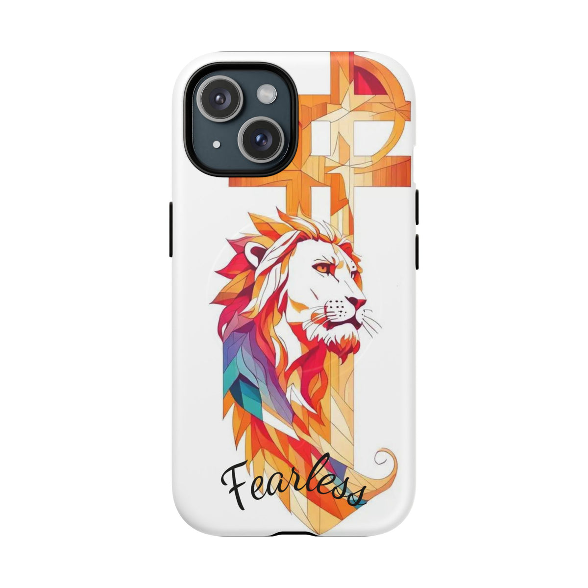Fearless Lion Tough Magnetic Phone Case — Colorful Geometric Lion Design