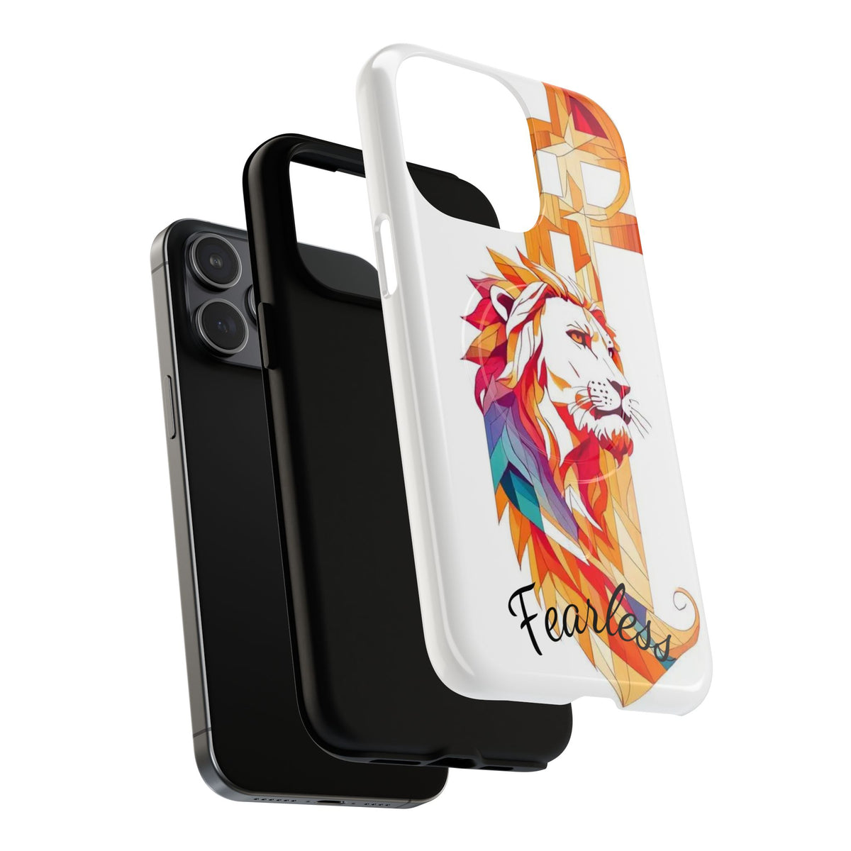 Fearless Lion Tough Magnetic Phone Case — Colorful Geometric Lion Design