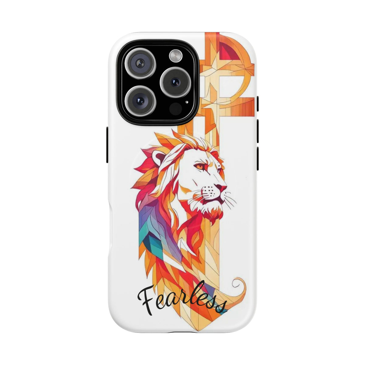 Fearless Lion Tough Magnetic Phone Case — Colorful Geometric Lion Design