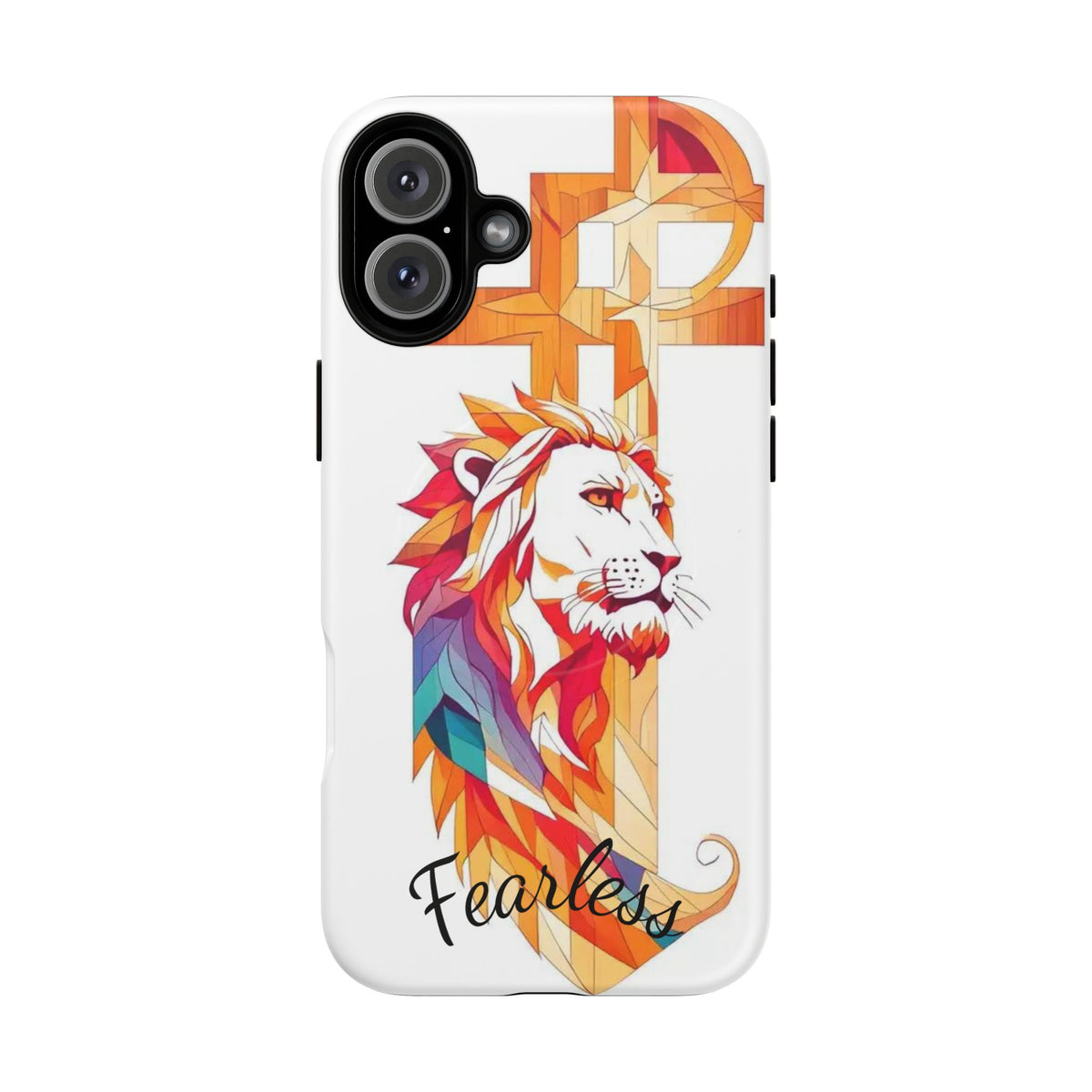 Fearless Lion Tough Magnetic Phone Case — Colorful Geometric Lion Design