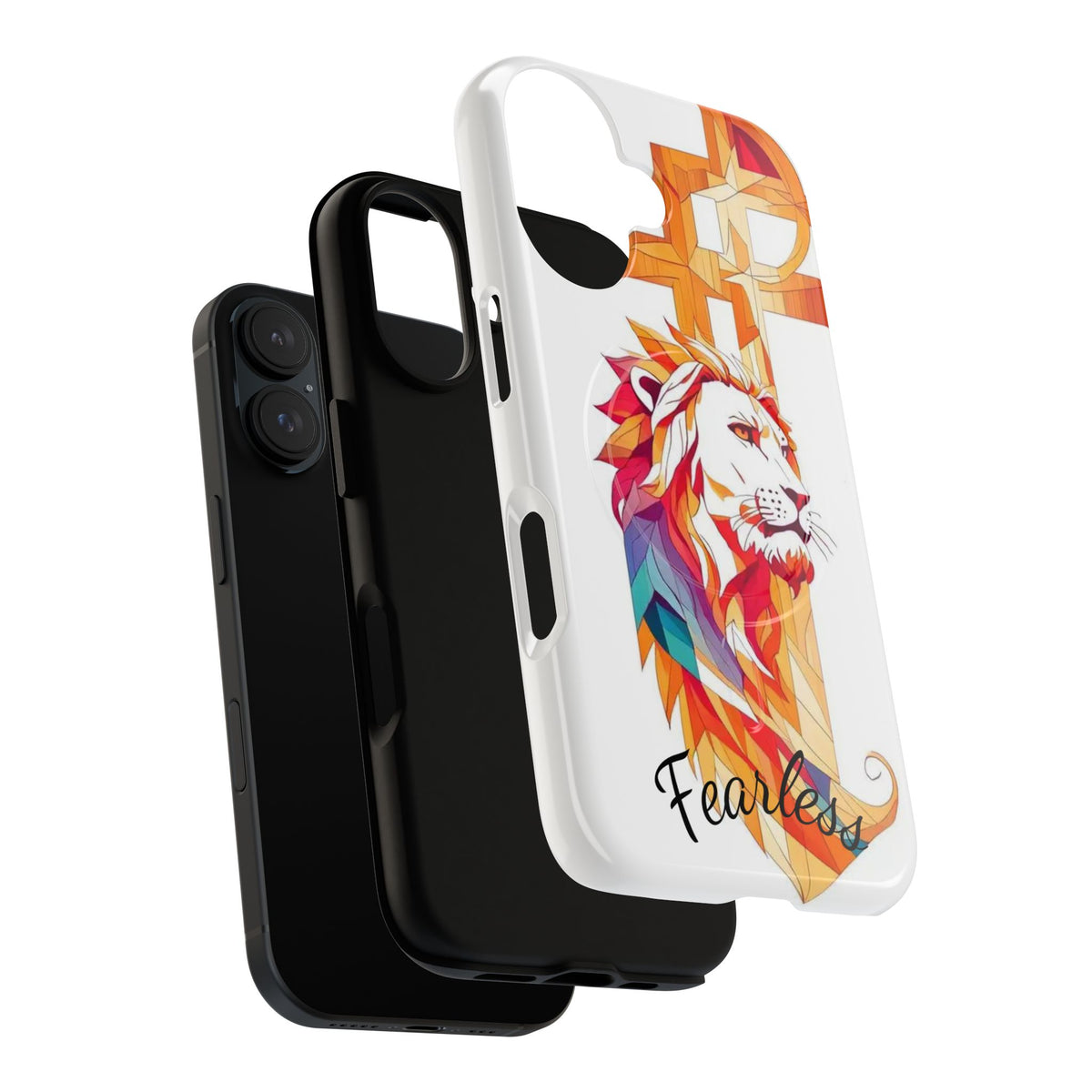 Fearless Lion Tough Magnetic Phone Case — Colorful Geometric Lion Design