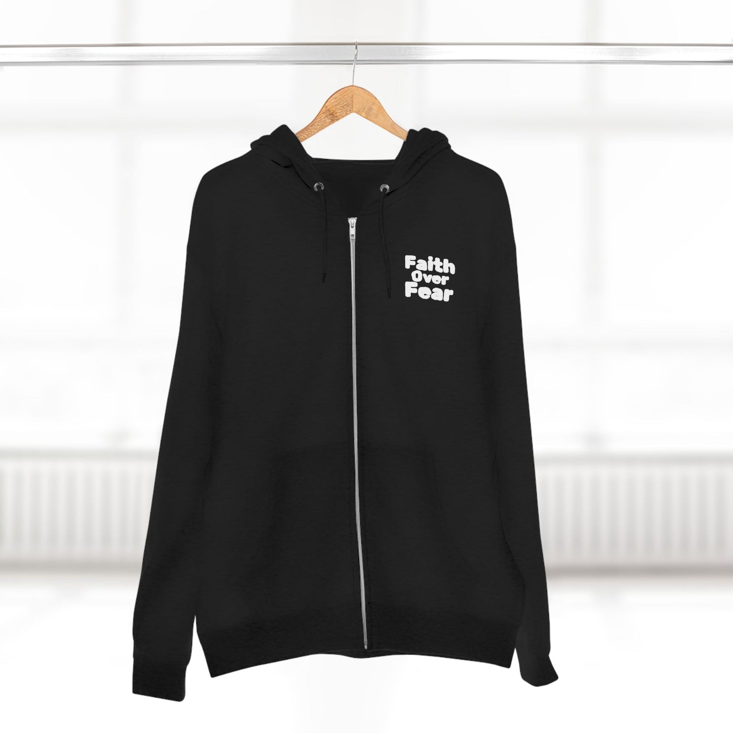 Faith Over Fear Unisex Zip Hoodie, Inspirational Hoodie, Motivational Sweatshirt, Comfortable Jacket, Everyday Wear, Gift for Friends