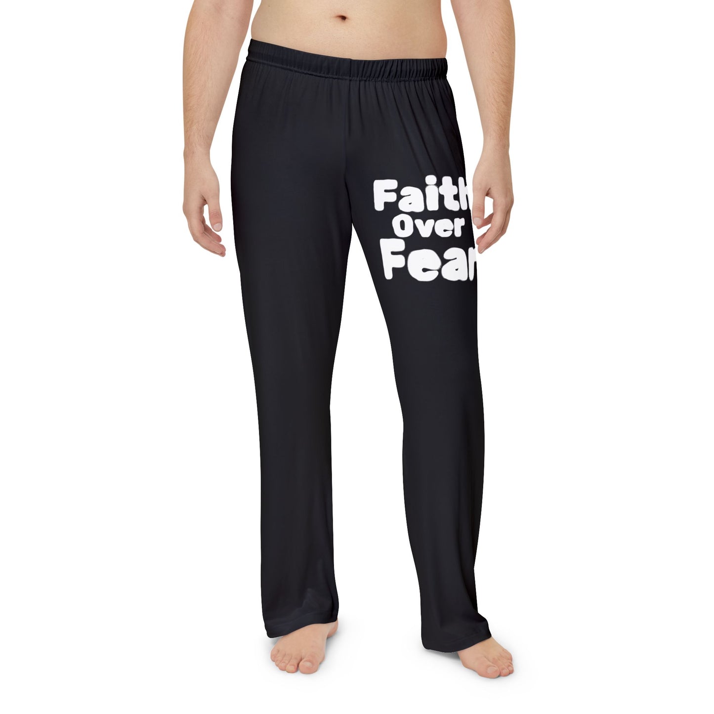 Faith Over Fear Men's Pajama Pants, Loungewear, Gift for Him, Relaxed Fit, Sleepwear for Every Occasion