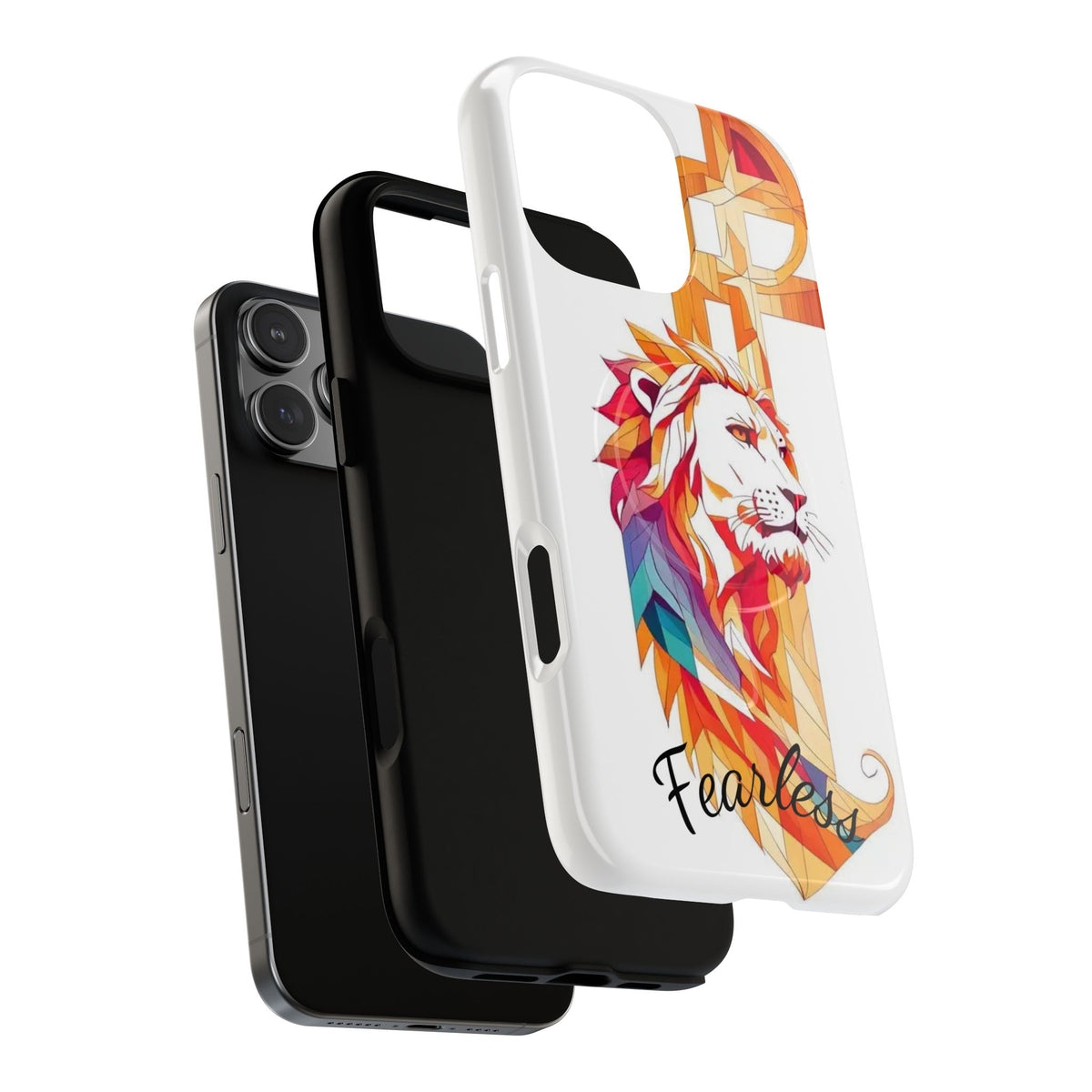 Fearless Lion Tough Magnetic Phone Case — Colorful Geometric Lion Design