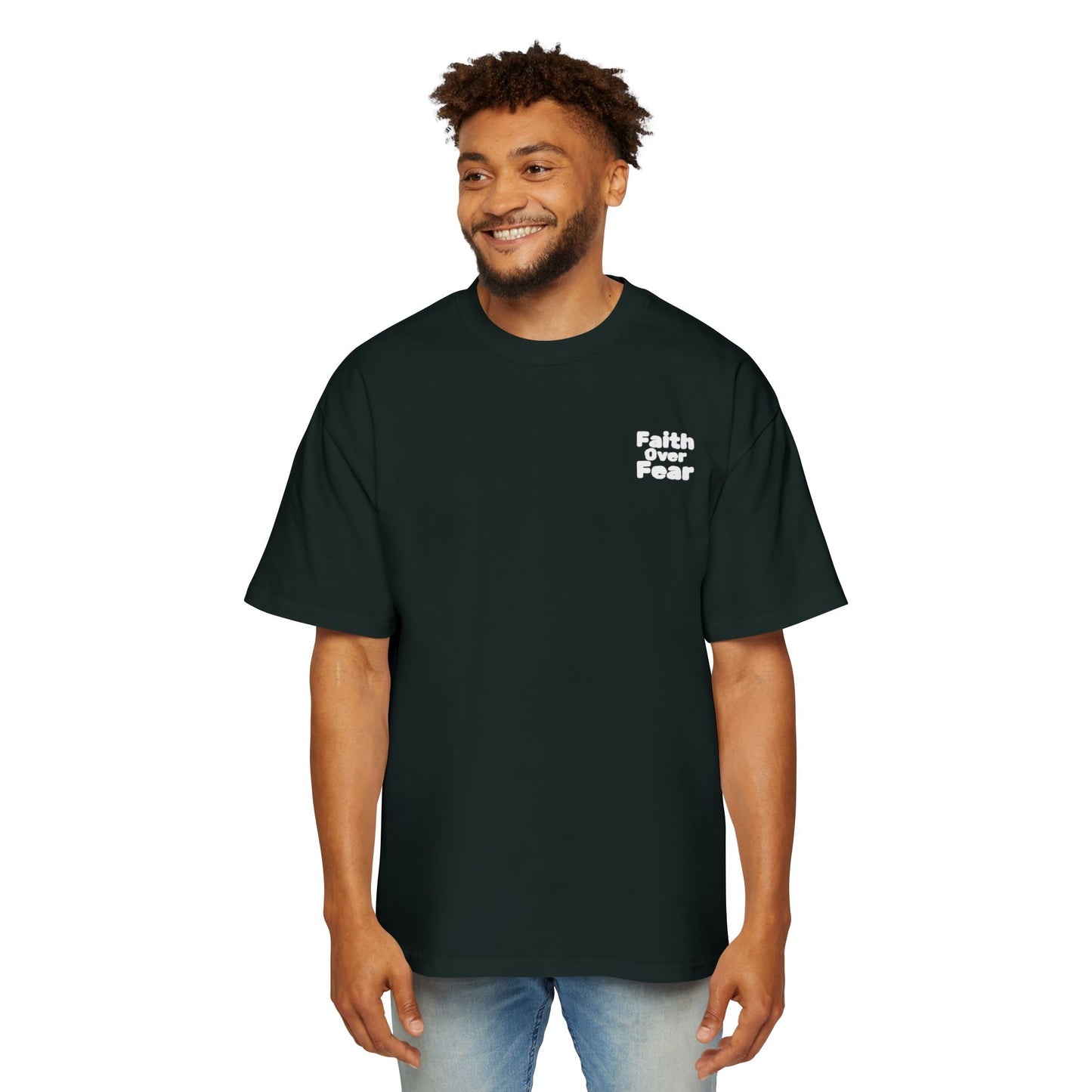 Faith Over Fear Tee — Spiritual Cosmic Backprint Oversized T-Shirt
