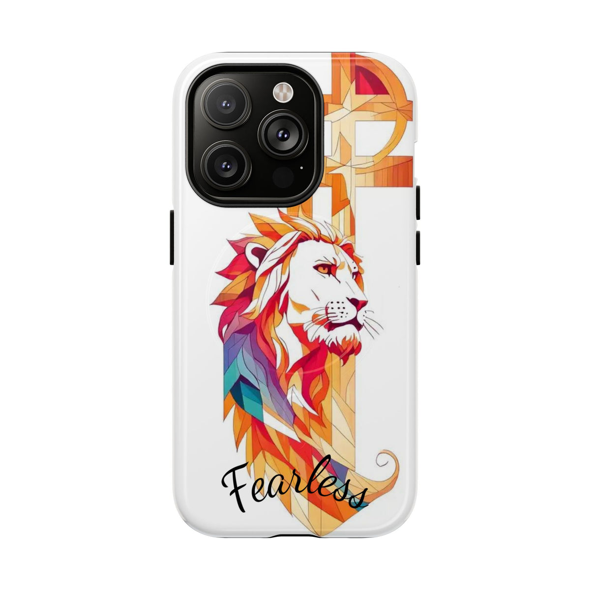 Fearless Lion Tough Magnetic Phone Case — Colorful Geometric Lion Design