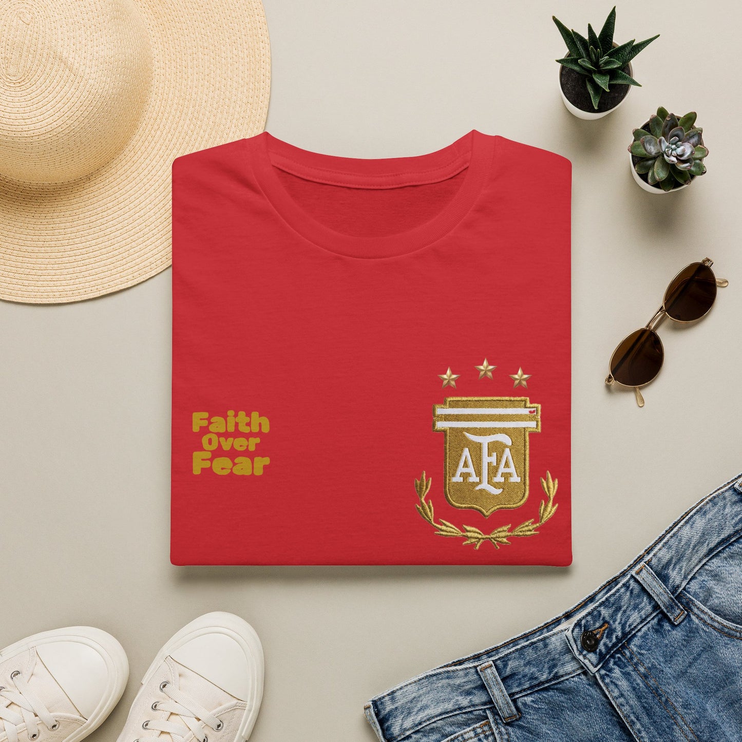 Faith Over Fear T-Shirt — AFA Crest Inspirational Graphic Tee