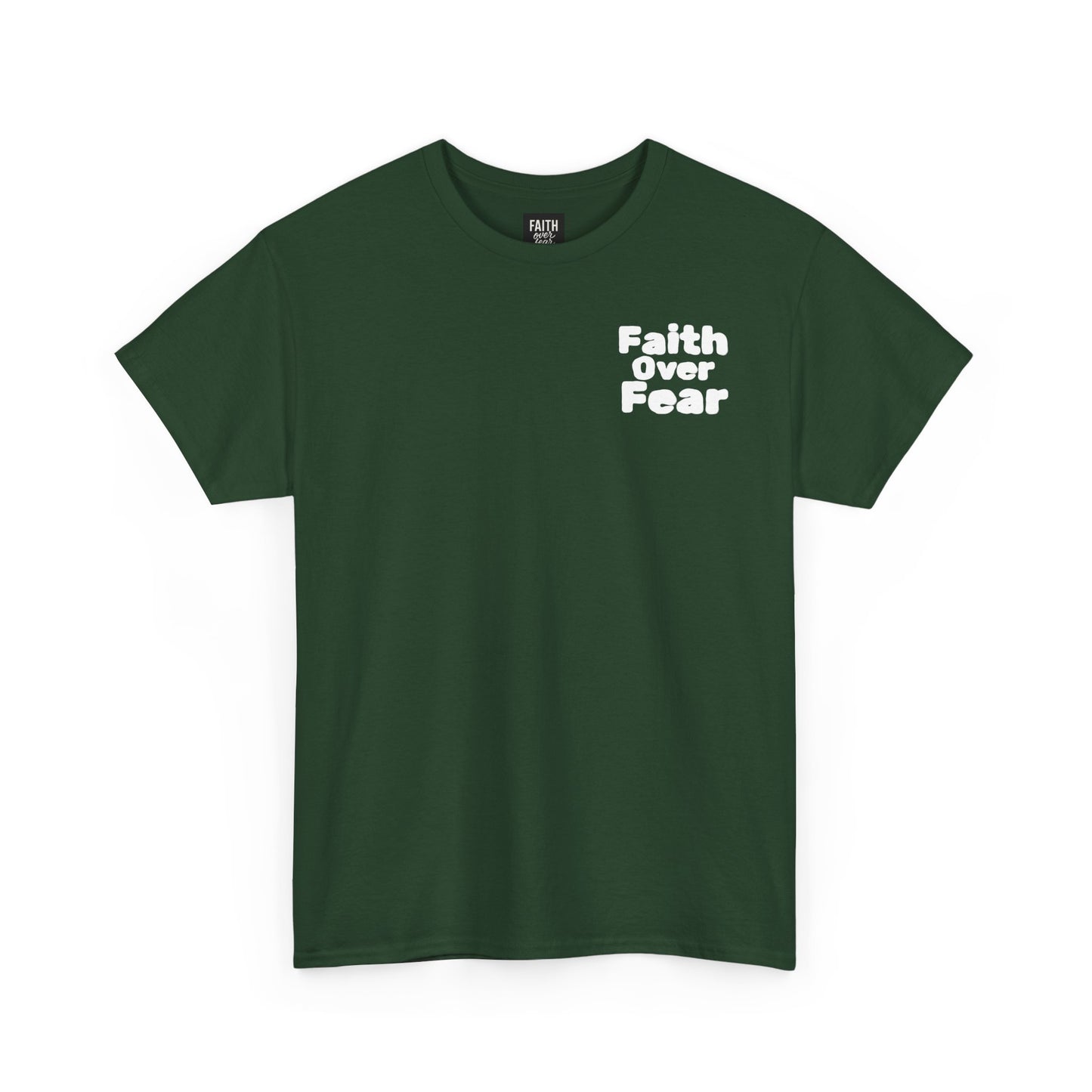 Faith Over Fear Christmas T‑Shirt — Holiday Tree Graphic Tee