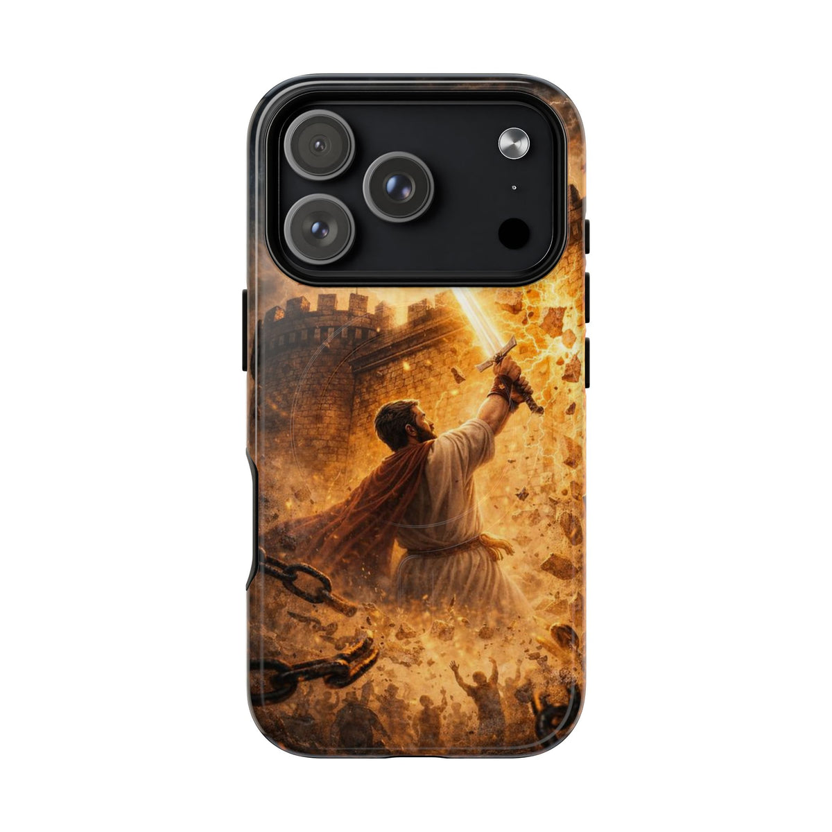 Christian Knight Phone Case — Tough Magnetic iPhone Cover with Prayerful Sword & Cross Design