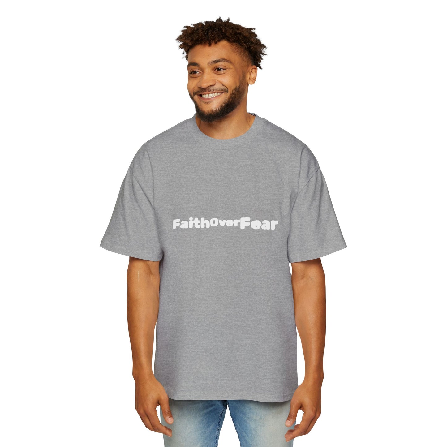 FaithOverFear Oversized Tee — Dove Back Graphic Christian Shirt