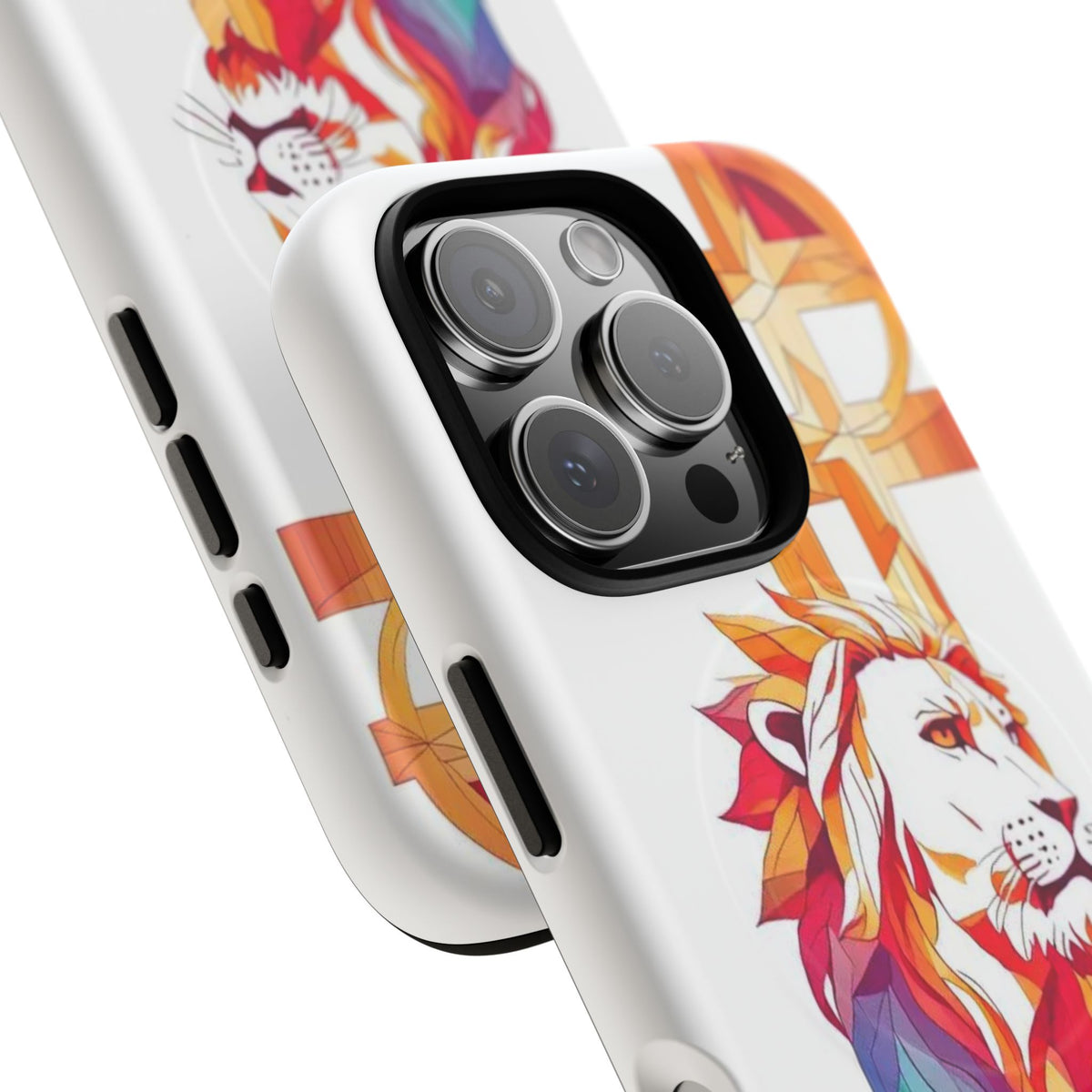 Fearless Lion Tough Magnetic Phone Case — Colorful Geometric Lion Design