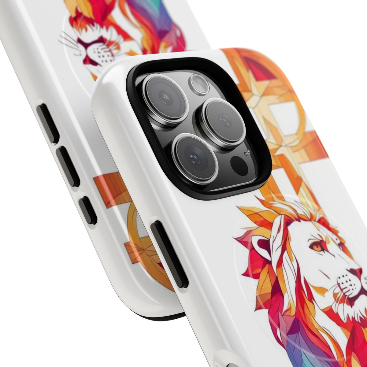 Fearless Lion Tough Magnetic Phone Case — Colorful Geometric Lion Design