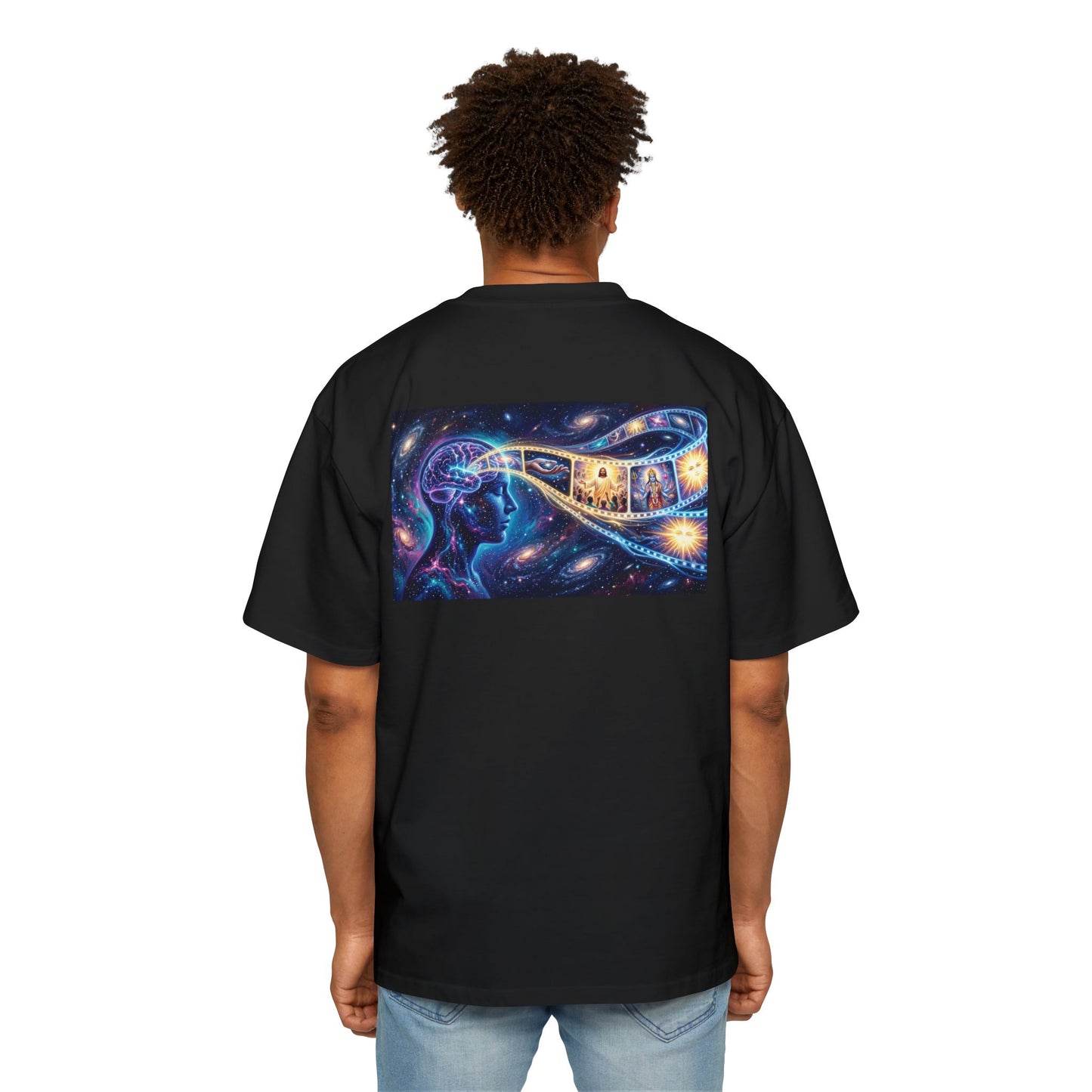 Faith Over Fear Tee — Spiritual Cosmic Backprint Oversized T-Shirt