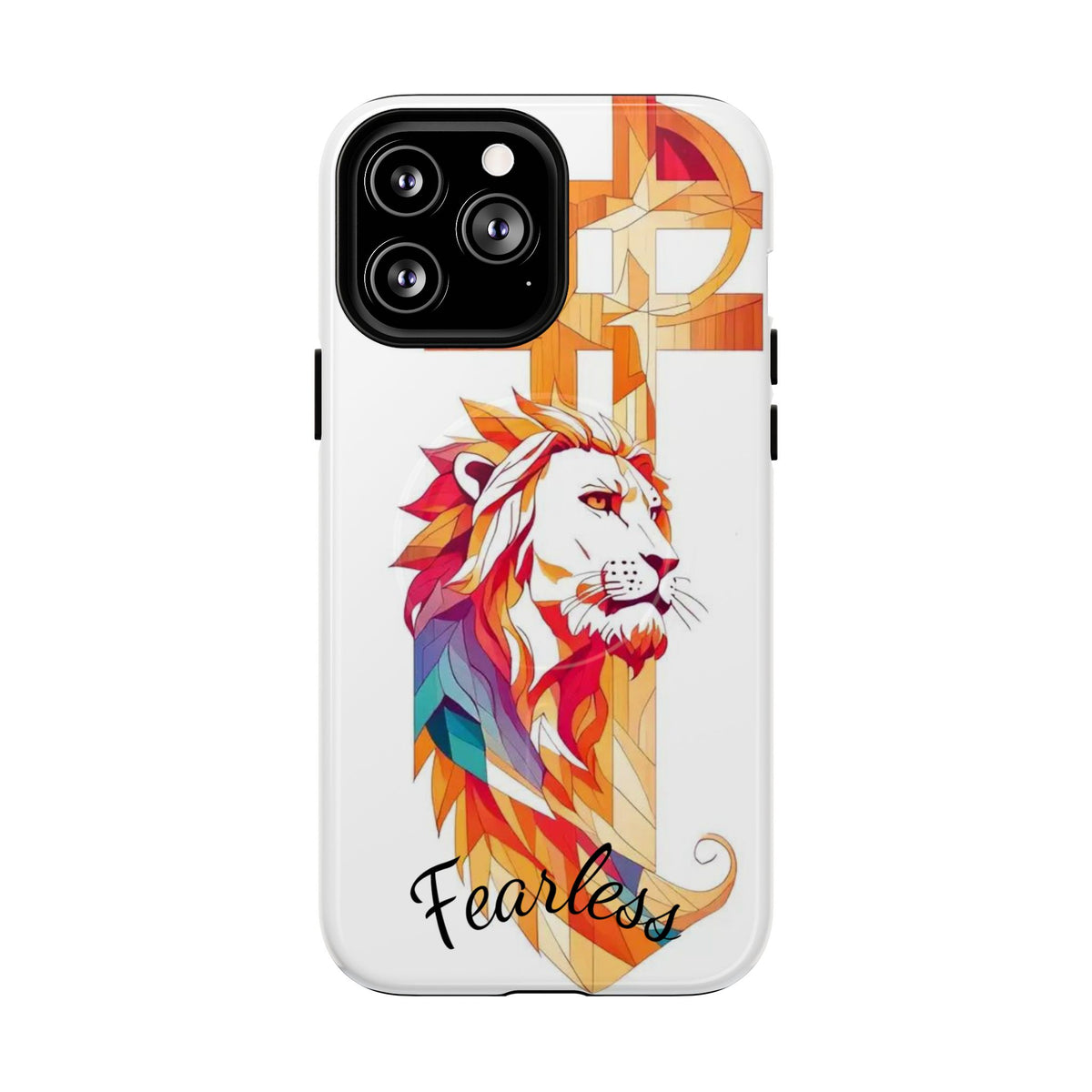 Fearless Lion Tough Magnetic Phone Case — Colorful Geometric Lion Design