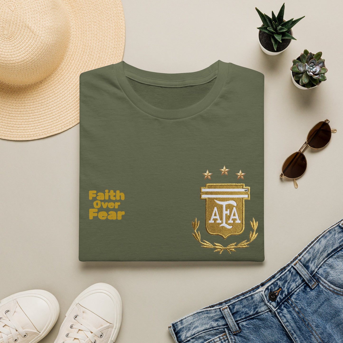 Faith Over Fear T-Shirt — AFA Crest Inspirational Graphic Tee