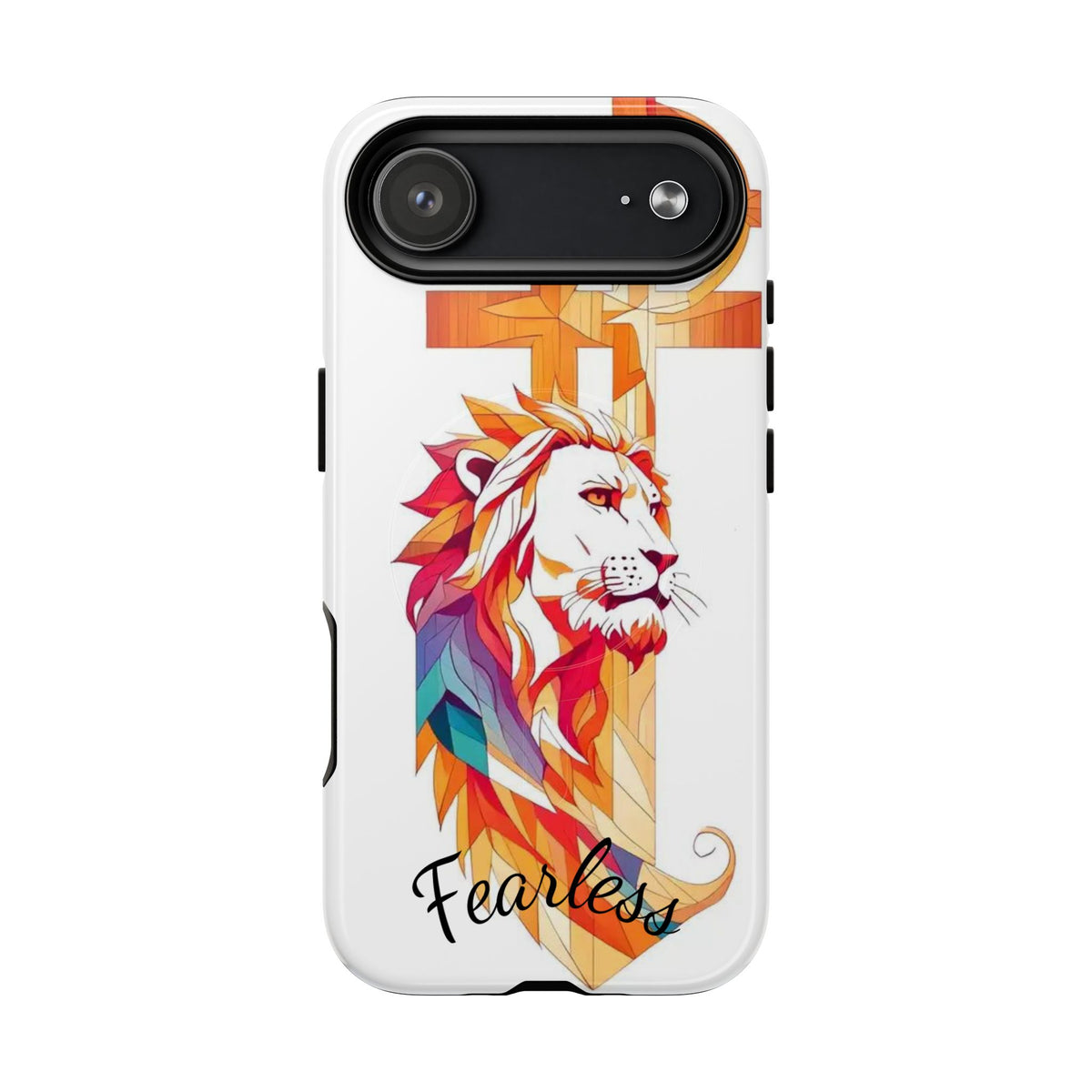 Fearless Lion Tough Magnetic Phone Case — Colorful Geometric Lion Design