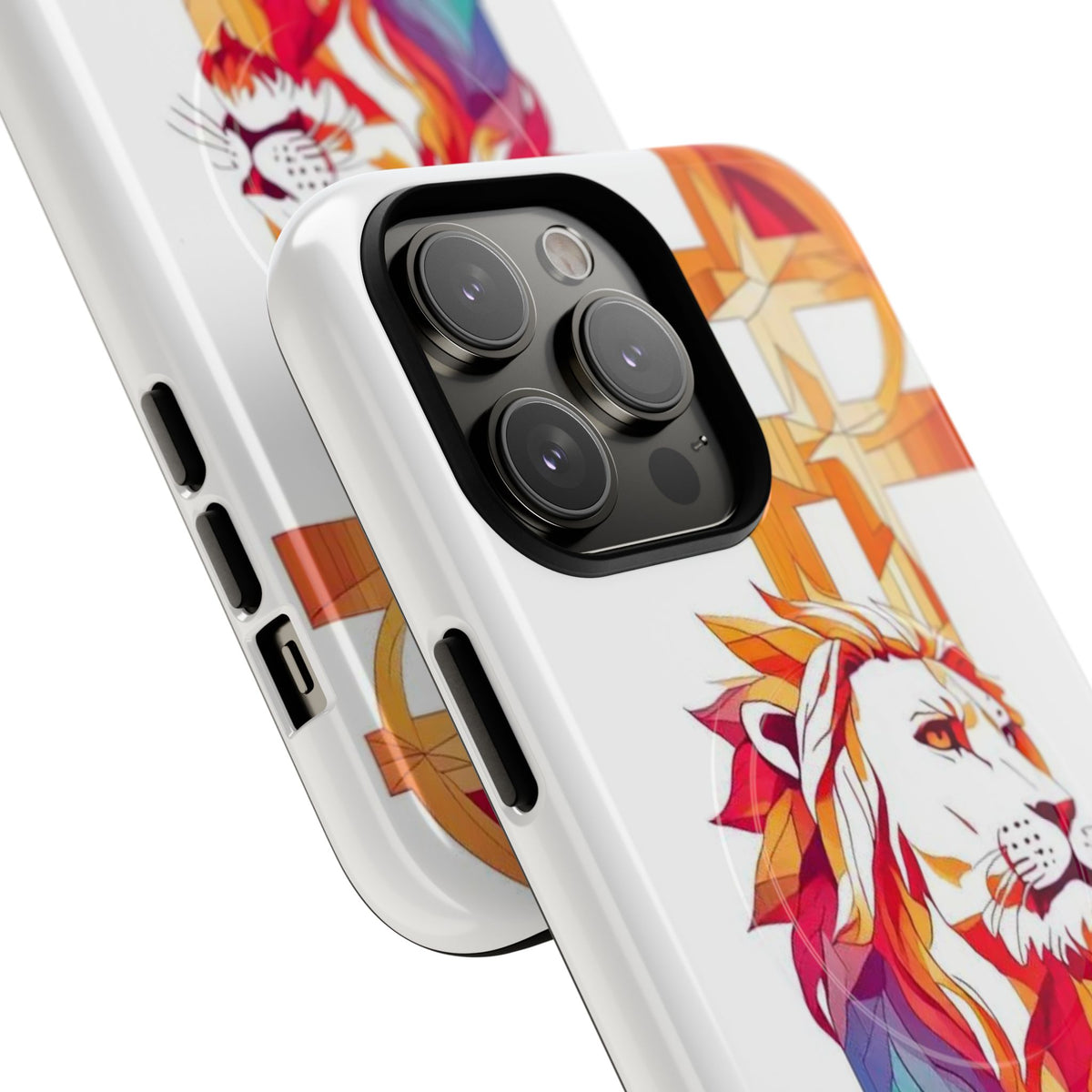 Fearless Lion Tough Magnetic Phone Case — Colorful Geometric Lion Design