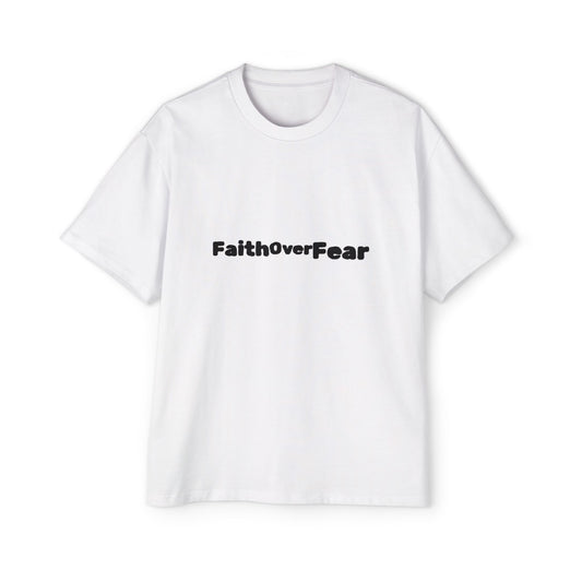 FaithOverFear Oversized Tee — Dove Back Graphic Christian Shirt