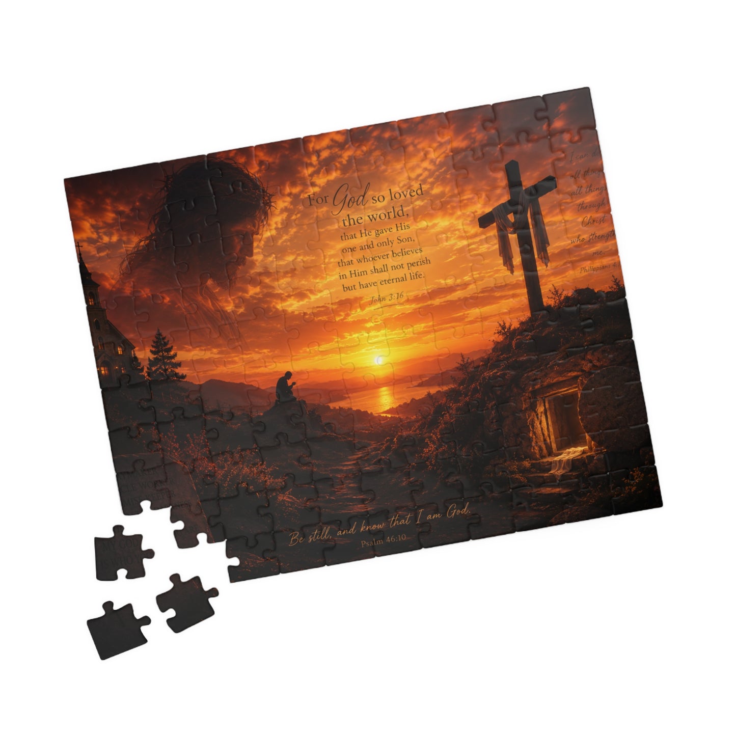 Christian Sunset Cross Puzzle — Inspirational Religious Jigsaw (110–1014 pcs)