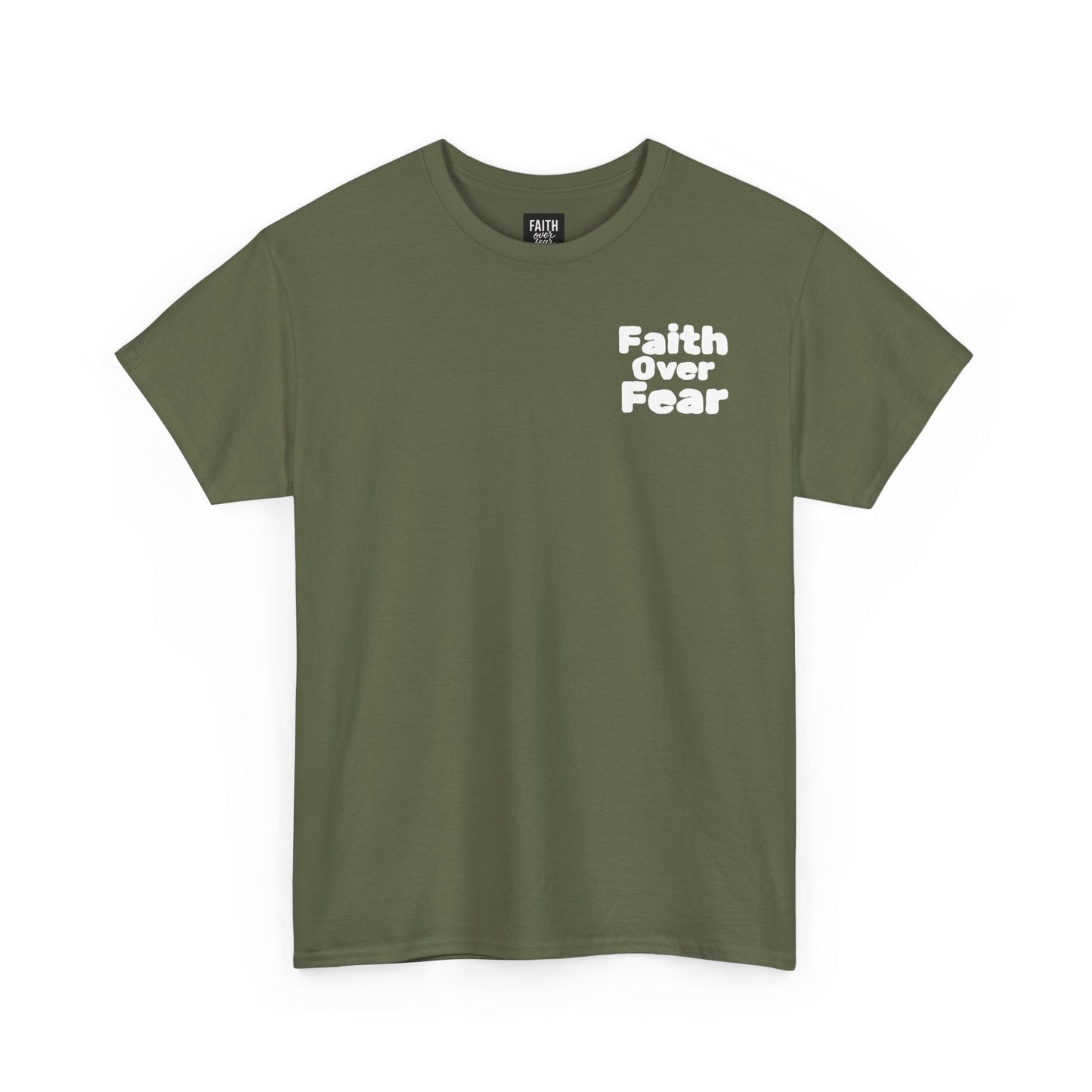 Faith Over Fear Christmas T‑Shirt — Holiday Tree Graphic Tee