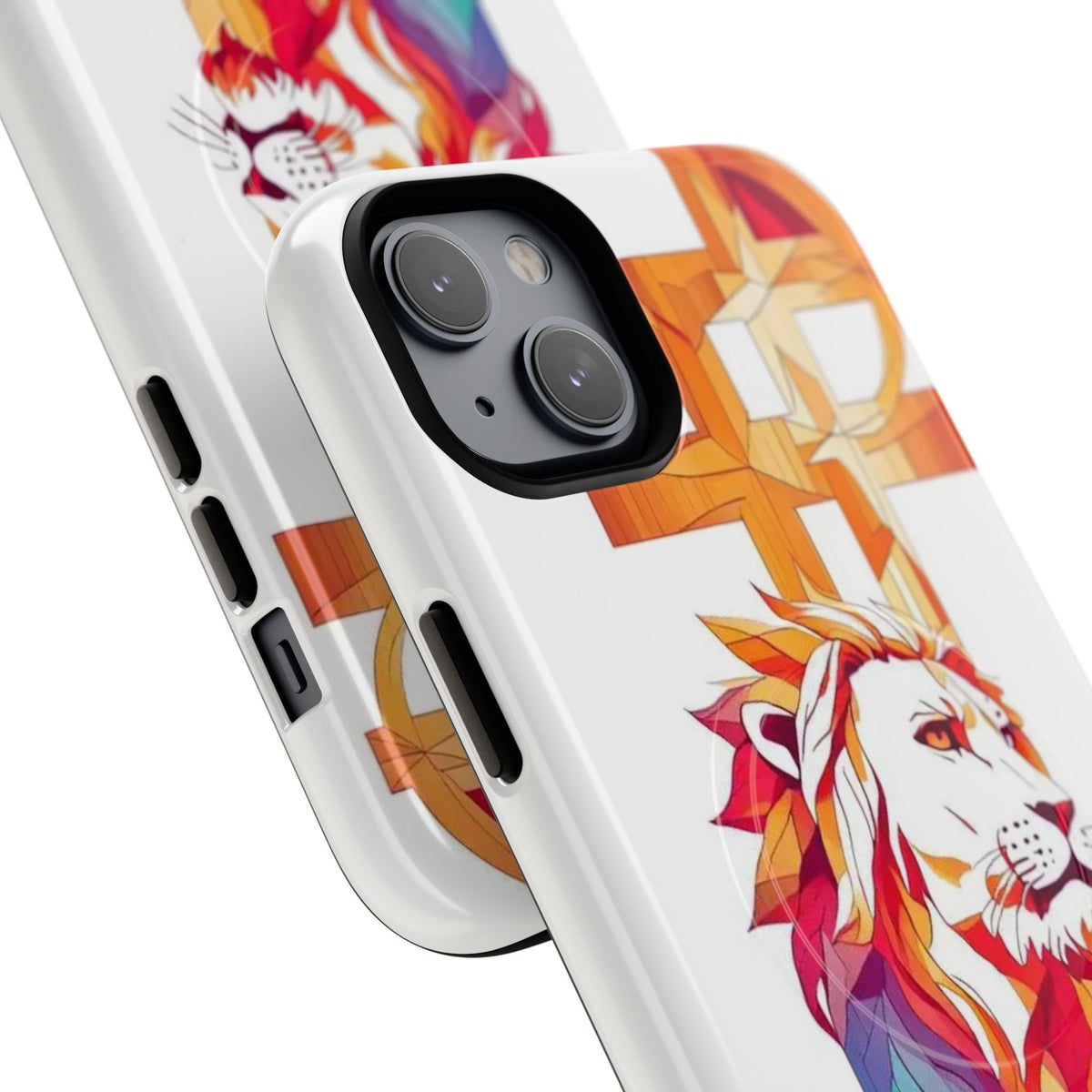 Fearless Lion Tough Magnetic Phone Case — Colorful Geometric Lion Design