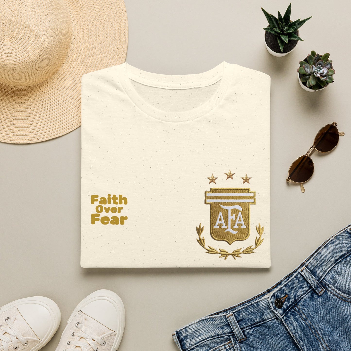 Faith Over Fear T-Shirt — AFA Crest Inspirational Graphic Tee