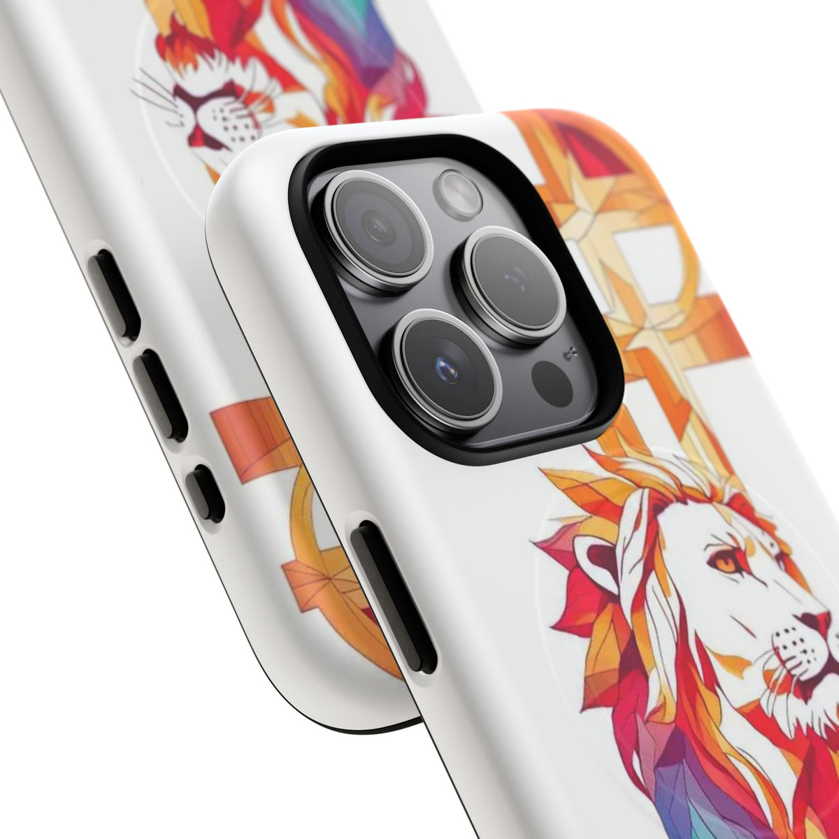 Fearless Lion Tough Magnetic Phone Case — Colorful Geometric Lion Design