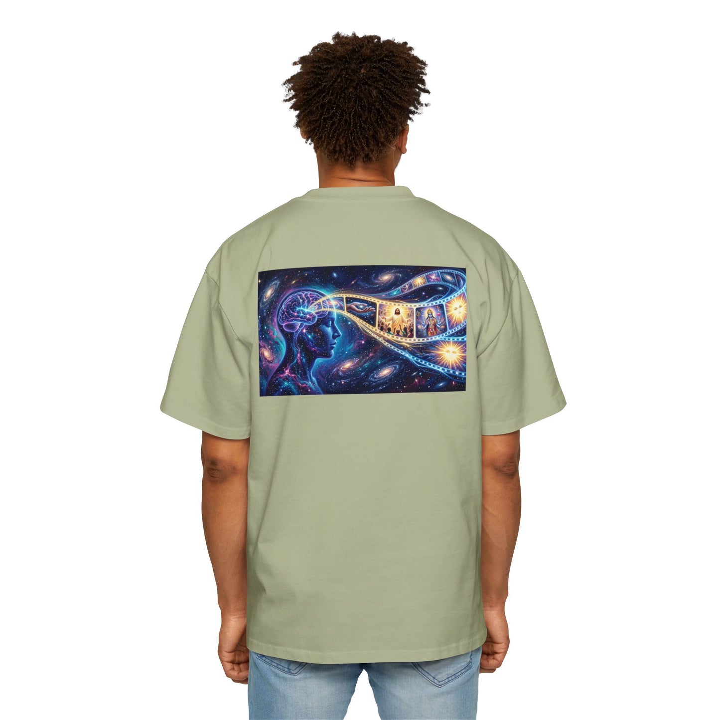 Faith Over Fear Tee — Spiritual Cosmic Backprint Oversized T-Shirt