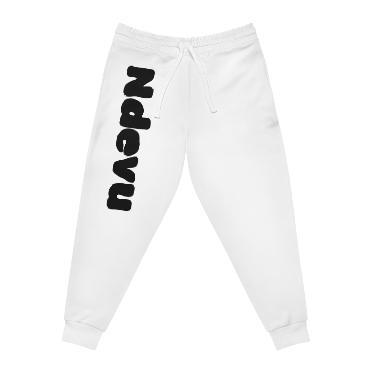 Ndevu Vertical Logo Joggers — White Athletic Streetwear Sweatpants