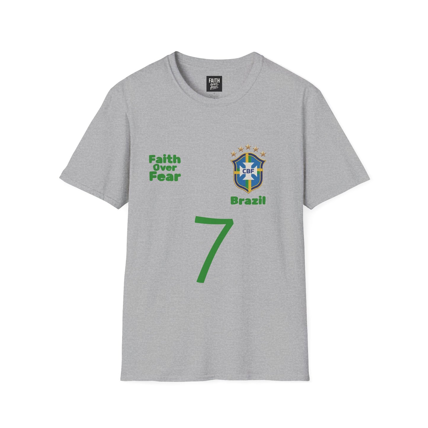 Brazil Soccer Jersey T-Shirt — 'Faith Over Fear' Graphic Tee