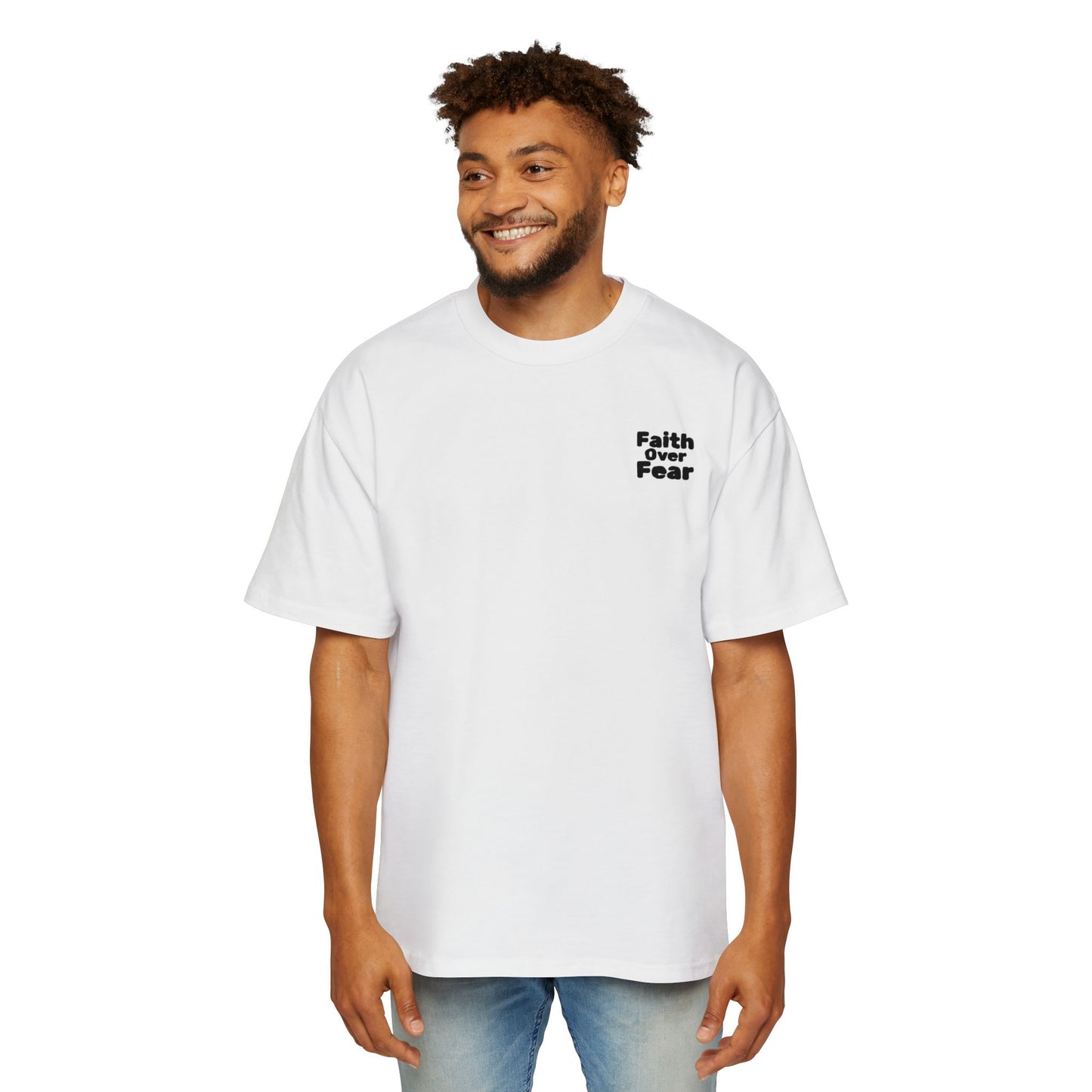 Faith Over Fear Tee — Spiritual Cosmic Backprint Oversized T-Shirt
