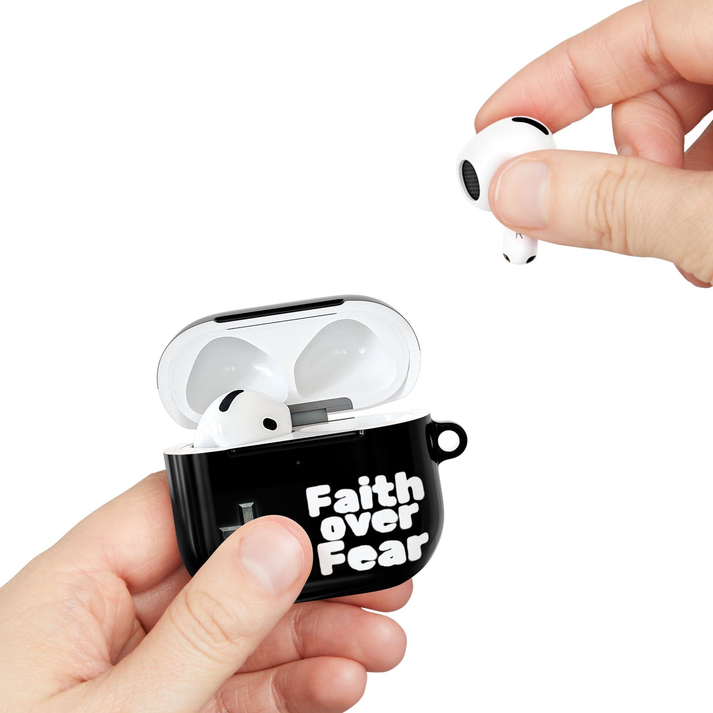 Faith Over Fear AirPod Case — Christian Cross Protective Cover