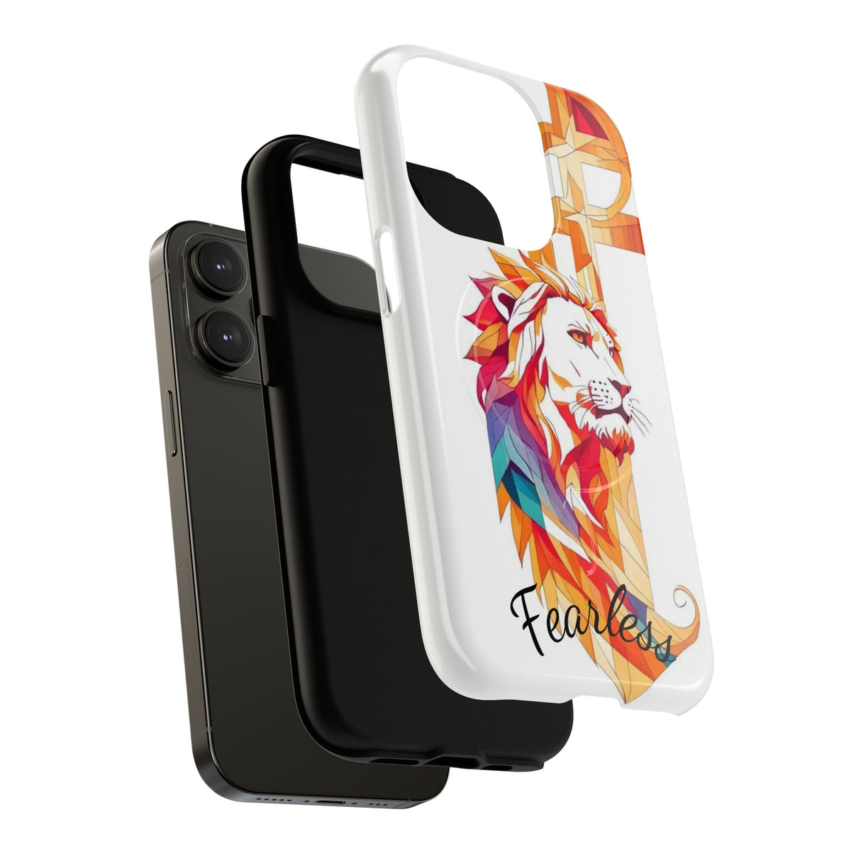 Fearless Lion Tough Magnetic Phone Case — Colorful Geometric Lion Design