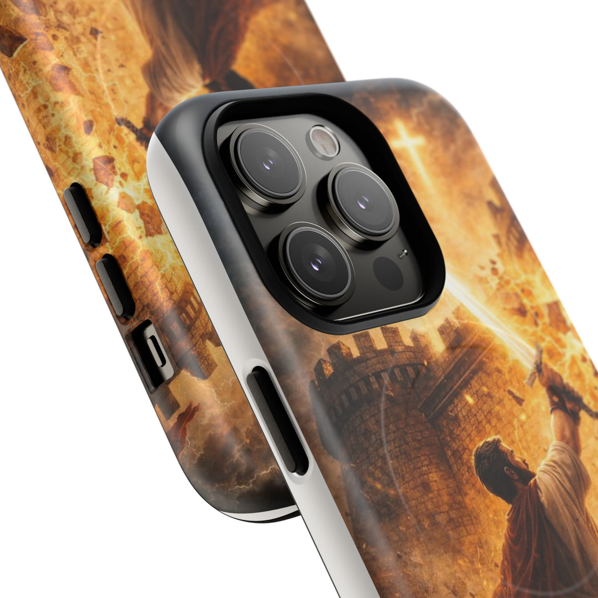 Christian Knight Phone Case — Tough Magnetic iPhone Cover with Prayerful Sword & Cross Design