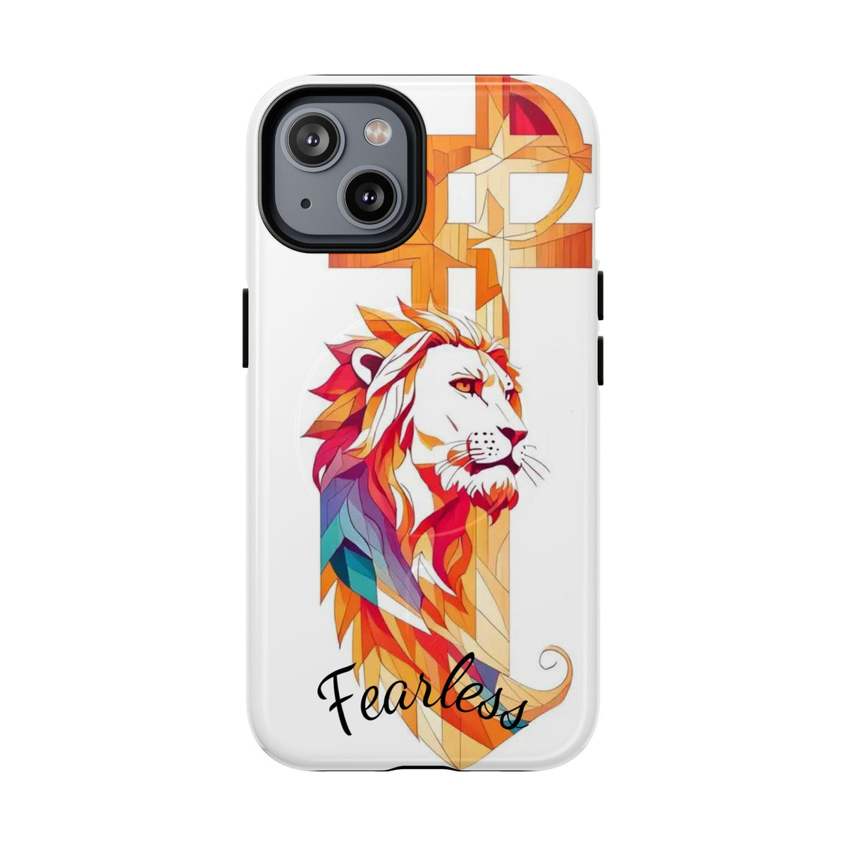 Fearless Lion Tough Magnetic Phone Case — Colorful Geometric Lion Design