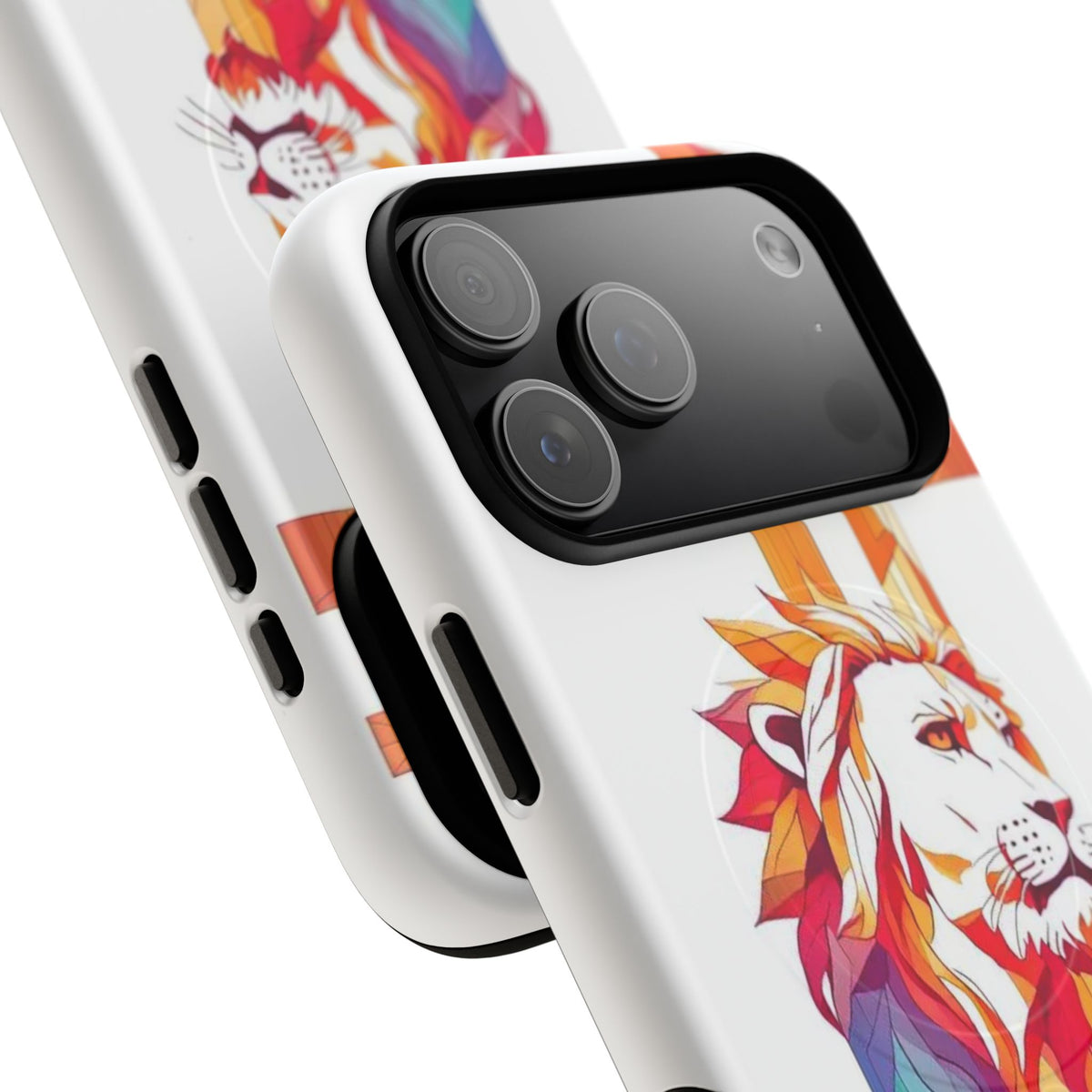 Fearless Lion Tough Magnetic Phone Case — Colorful Geometric Lion Design
