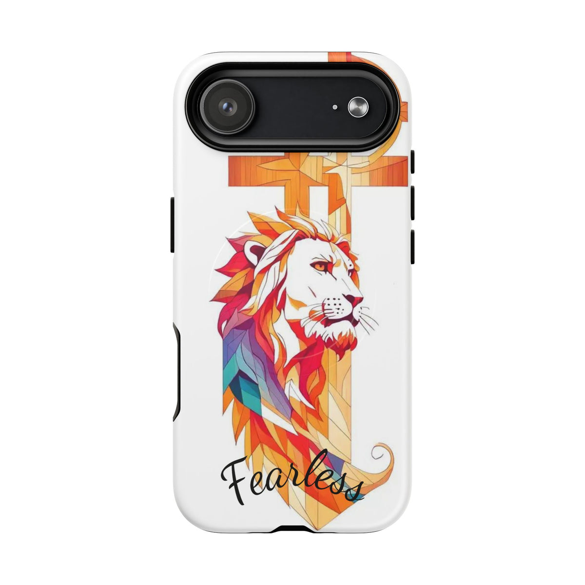 Fearless Lion Tough Magnetic Phone Case — Colorful Geometric Lion Design