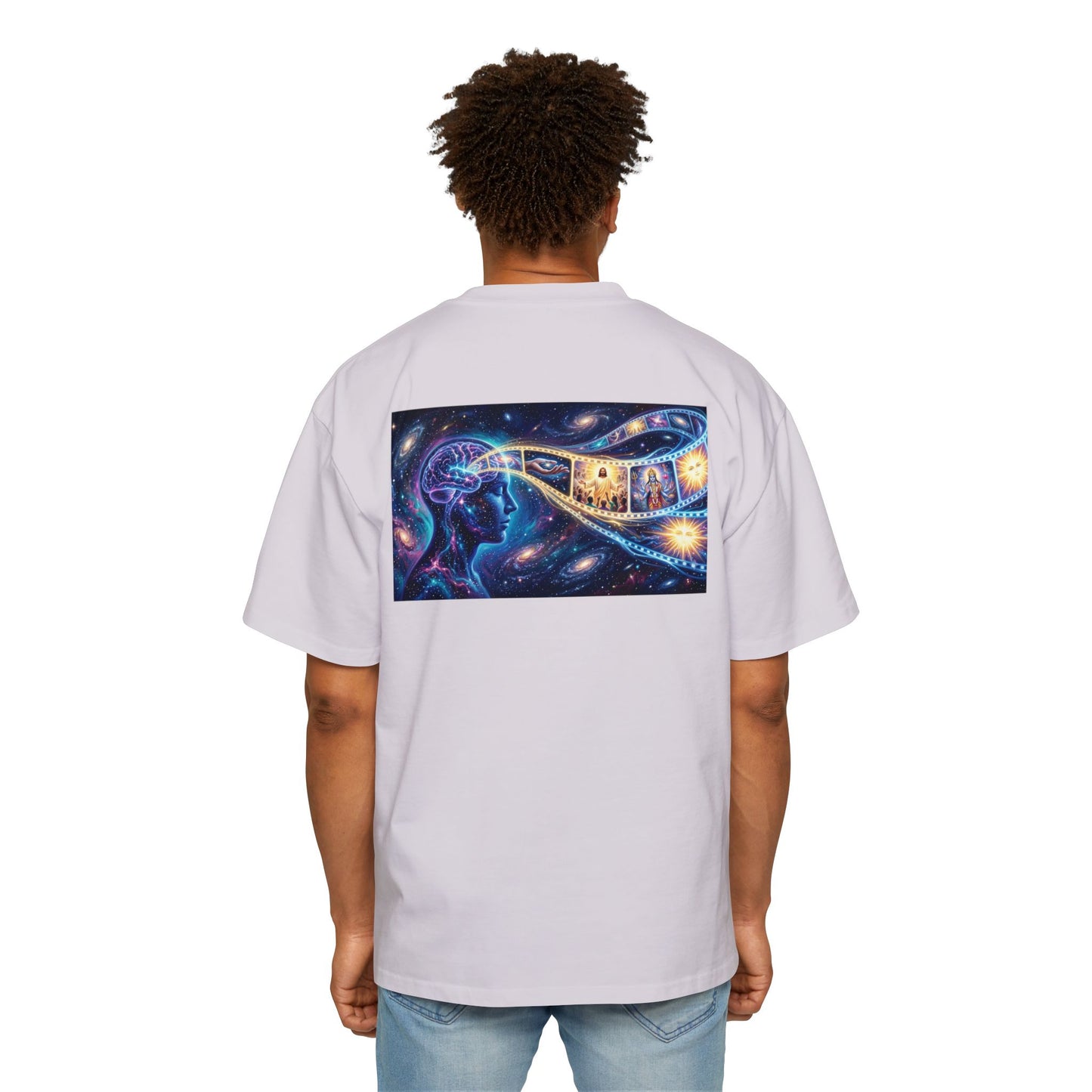 Faith Over Fear Tee — Spiritual Cosmic Backprint Oversized T-Shirt
