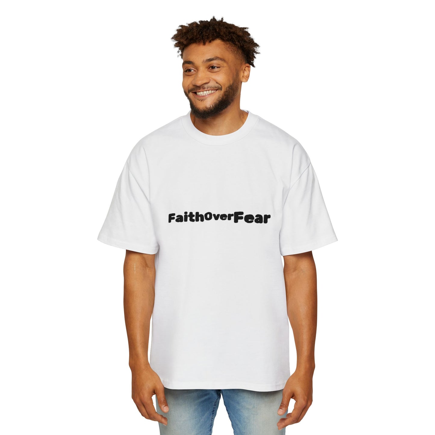 FaithOverFear Oversized Tee — Dove Back Graphic Christian Shirt