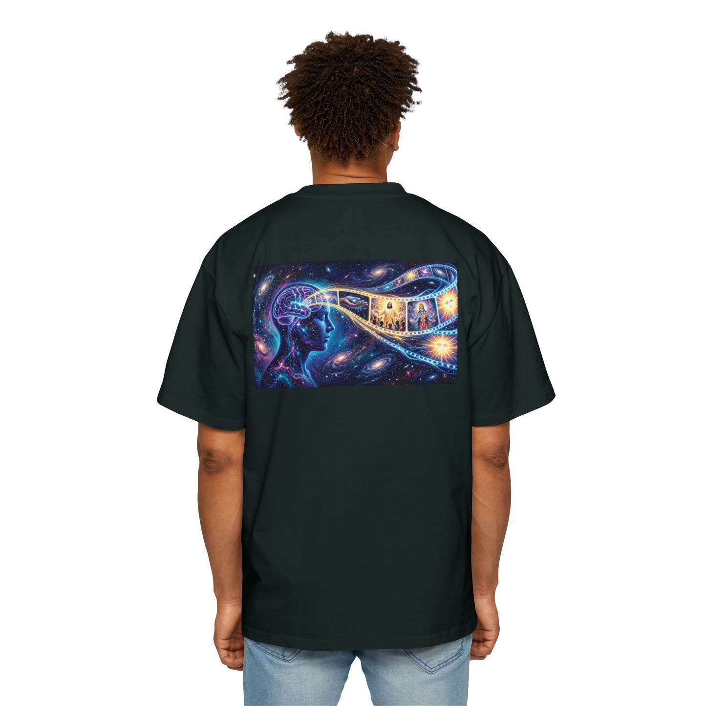 Faith Over Fear Tee — Spiritual Cosmic Backprint Oversized T-Shirt