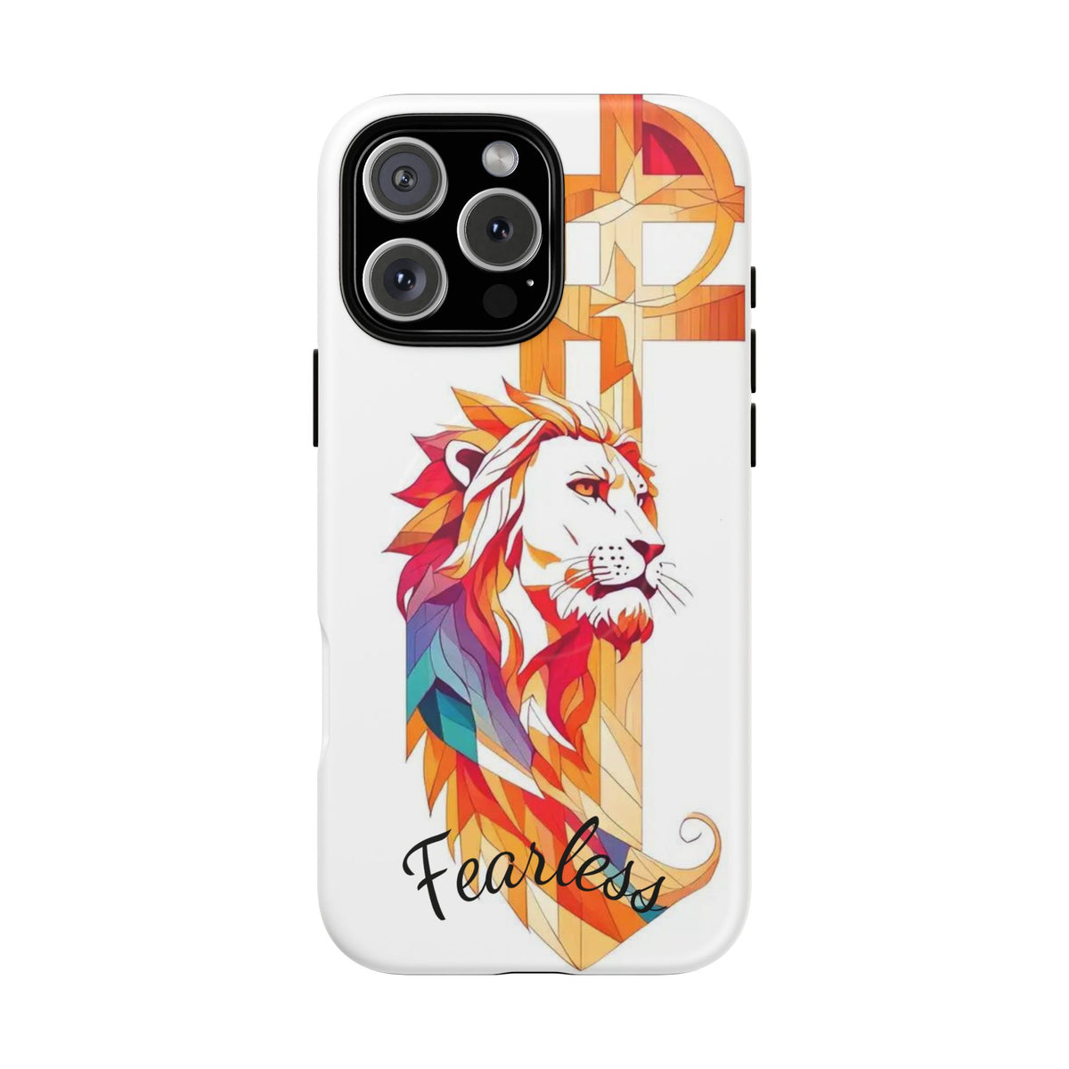 Fearless Lion Tough Magnetic Phone Case — Colorful Geometric Lion Design