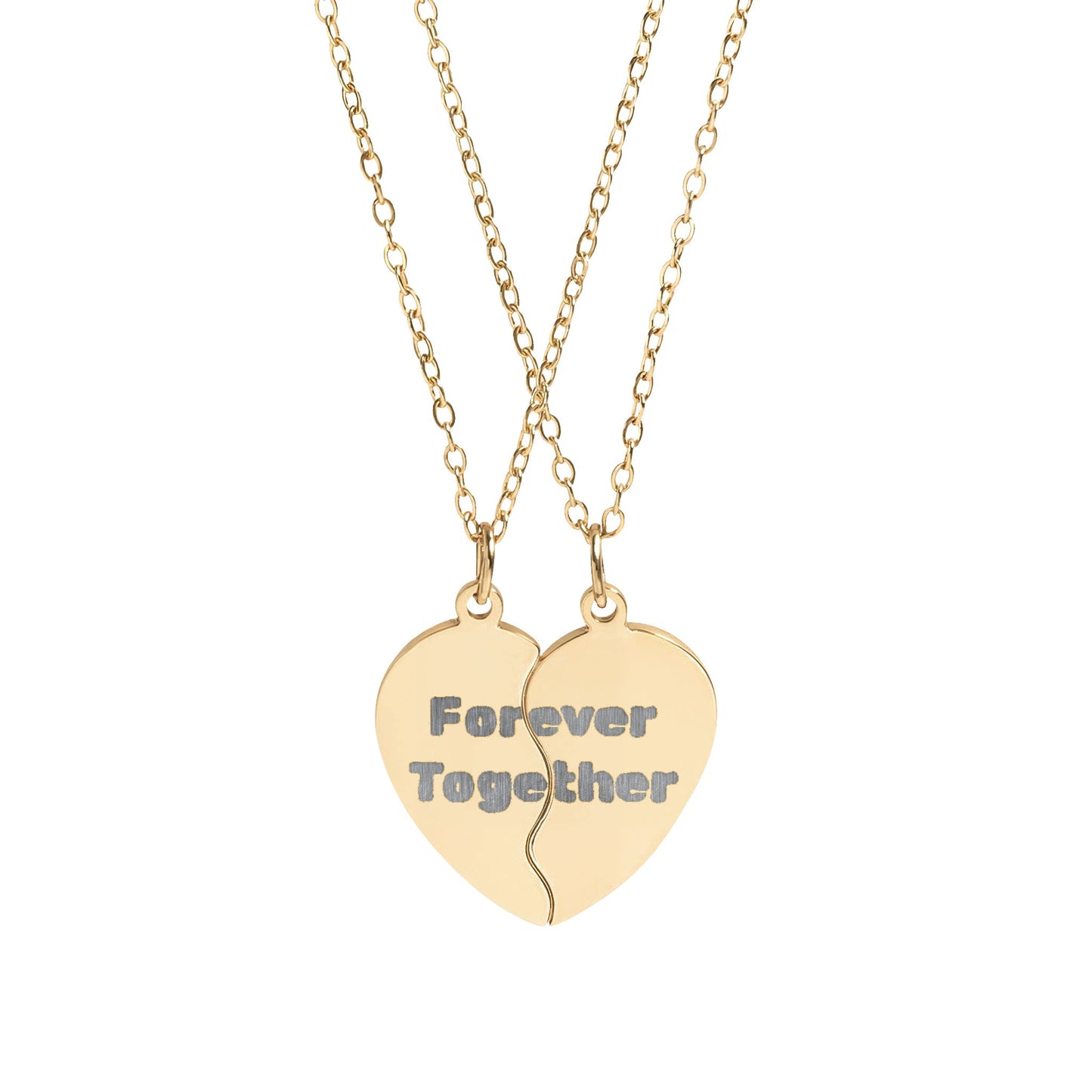 Break Apart Heart Necklace Set — "Forever Together" Engraved Friendship Pendant