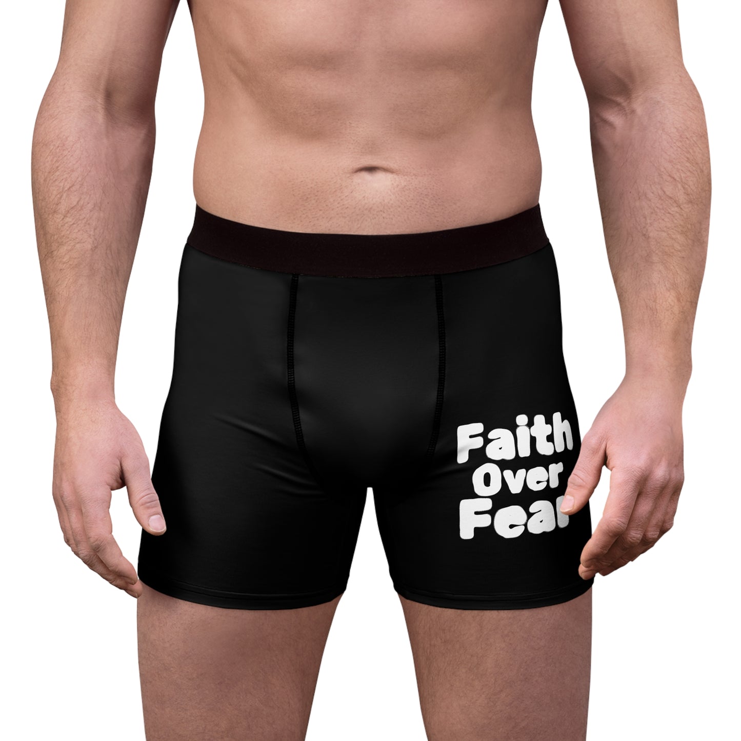 Faith Over Fear Men's Boxer Briefs - Comfortable Underwear for Everyday Wear, Gift for Him, Motivational Loungewear, Unique Men's Gifts