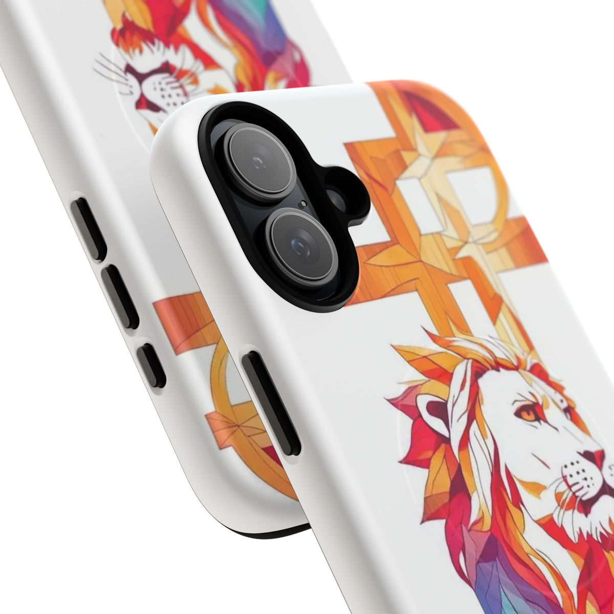 Fearless Lion Tough Magnetic Phone Case — Colorful Geometric Lion Design