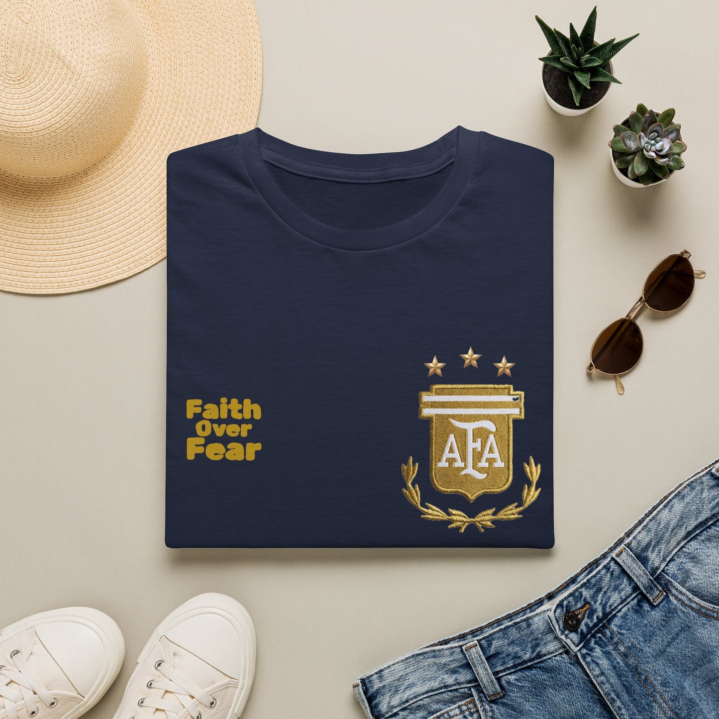 Faith Over Fear T-Shirt — AFA Crest Inspirational Graphic Tee