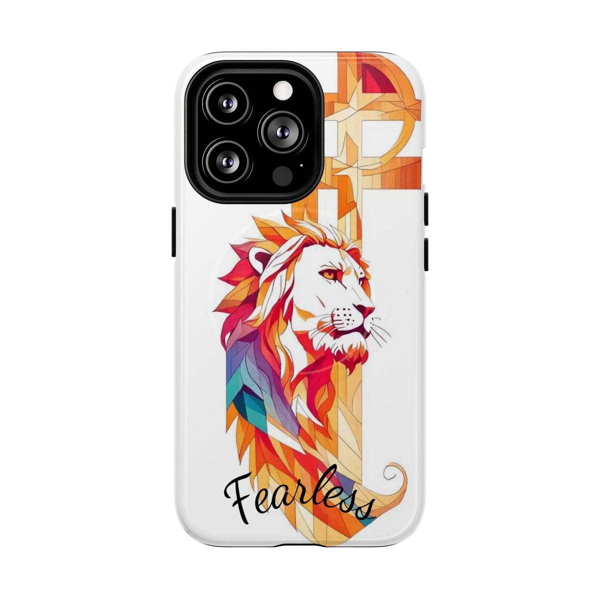 Fearless Lion Tough Magnetic Phone Case — Colorful Geometric Lion Design
