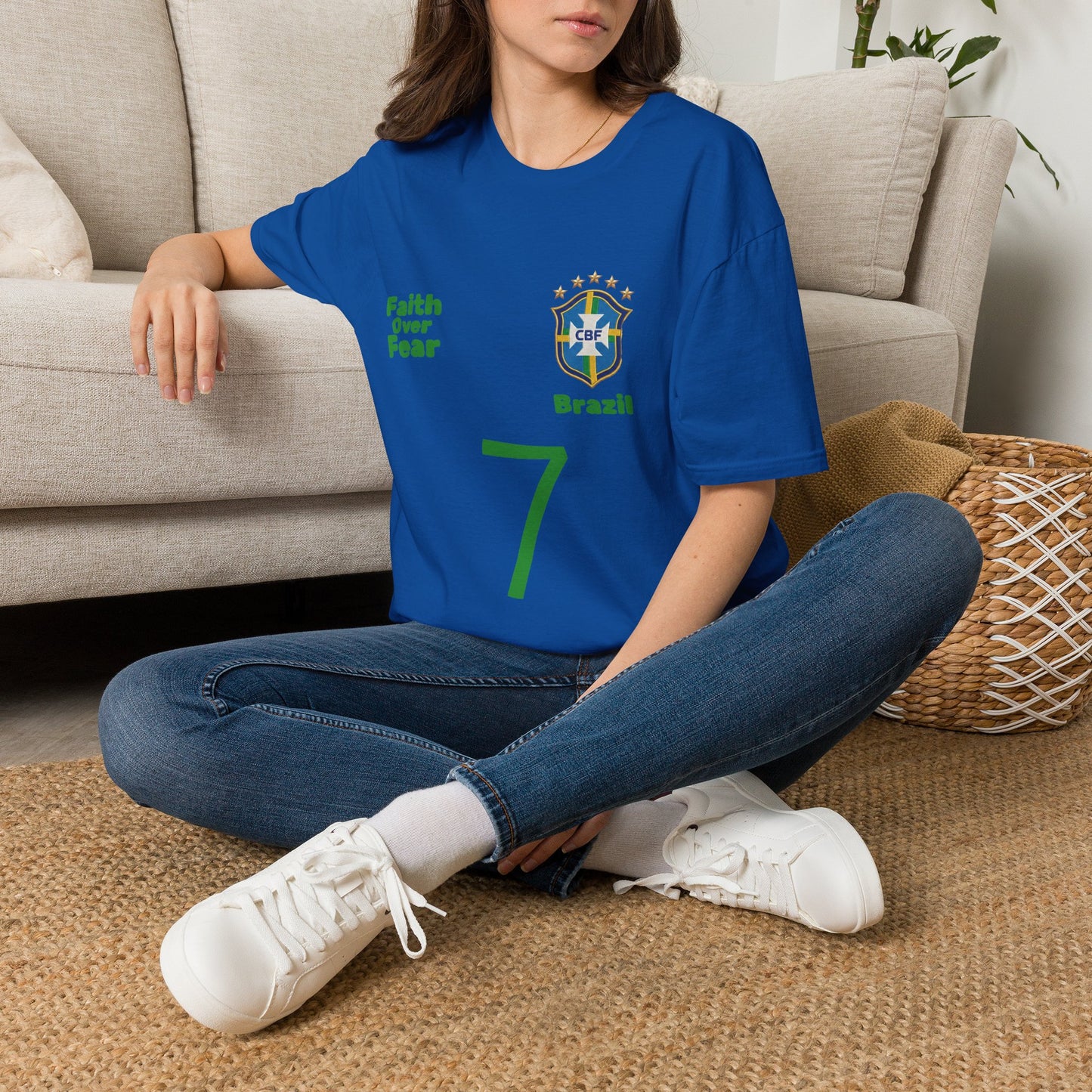 Brazil Soccer Jersey T-Shirt — 'Faith Over Fear' Graphic Tee