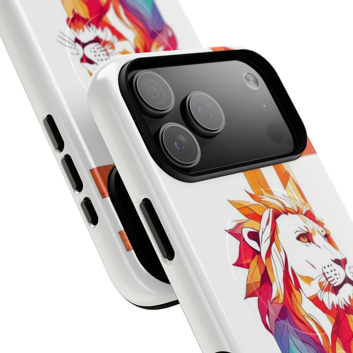 Fearless Lion Tough Magnetic Phone Case — Colorful Geometric Lion Design