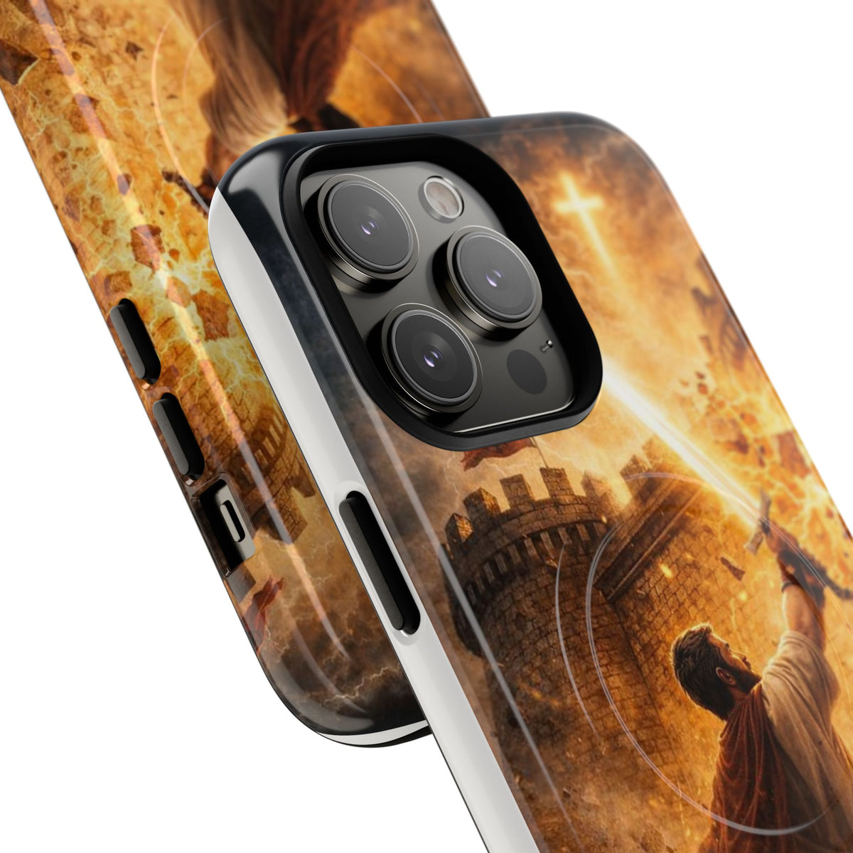 Christian Knight Phone Case — Tough Magnetic iPhone Cover with Prayerful Sword & Cross Design